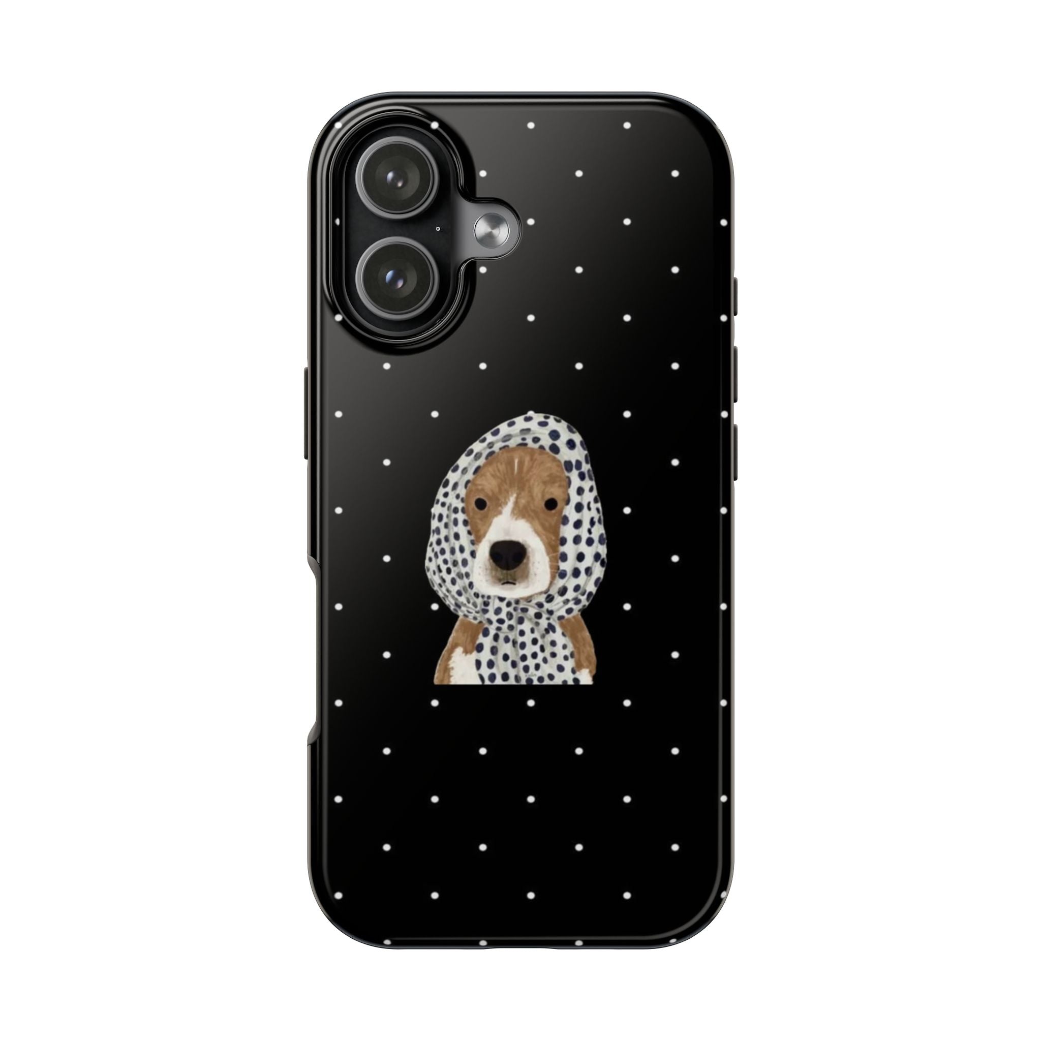 BLACK POLKA DOTS BEAGLE PHONE CASE