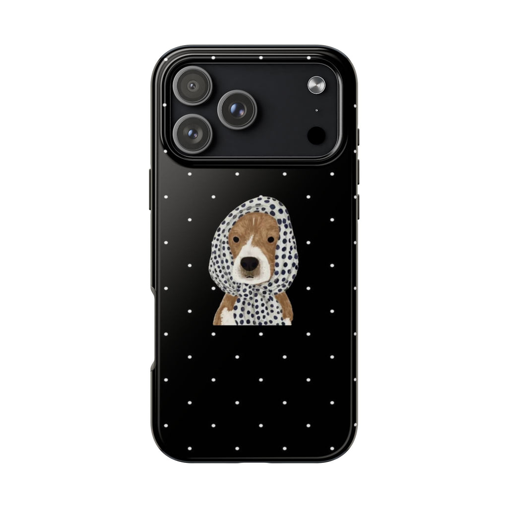 BLACK POLKA DOTS BEAGLE PHONE CASE