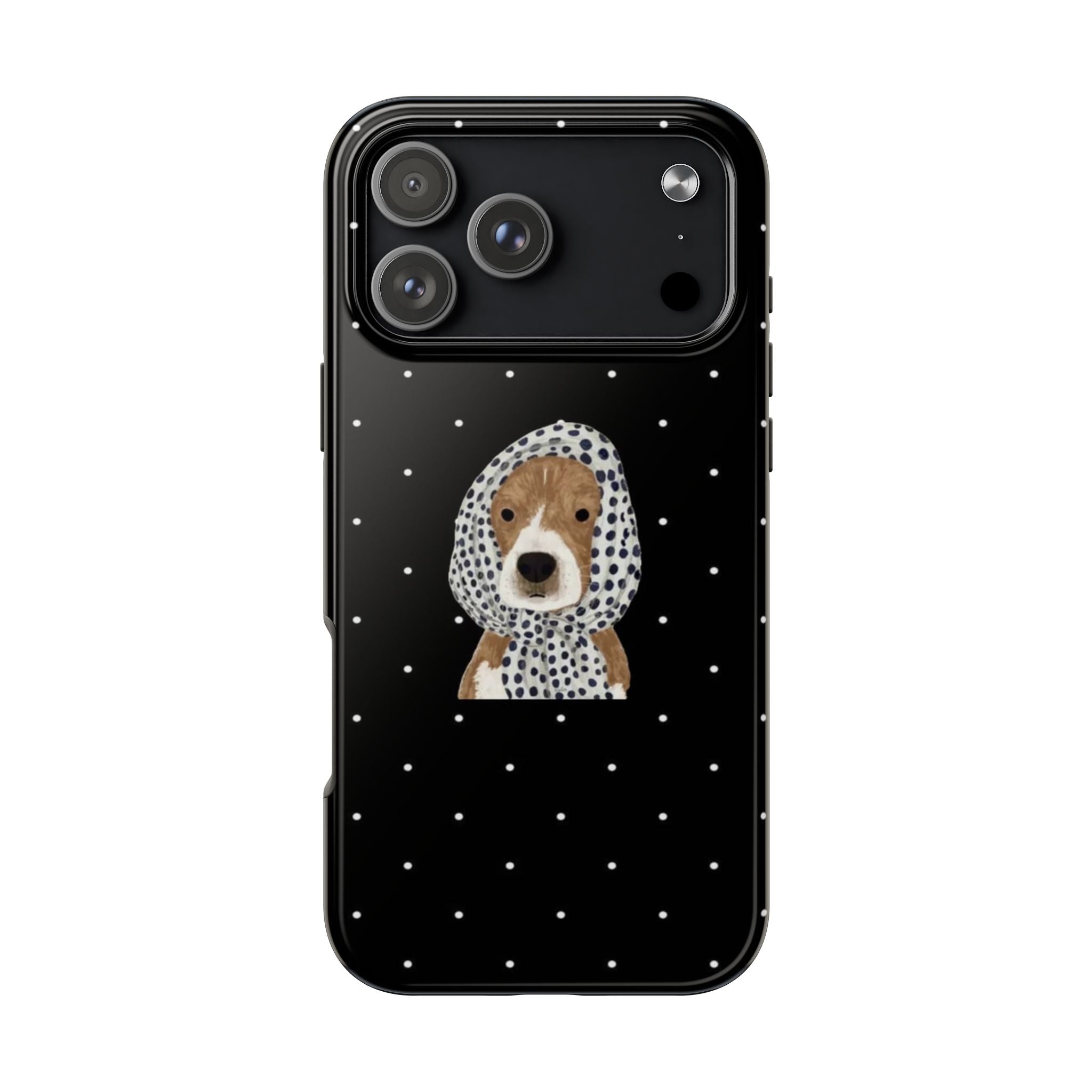 BLACK POLKA DOTS BEAGLE PHONE CASE