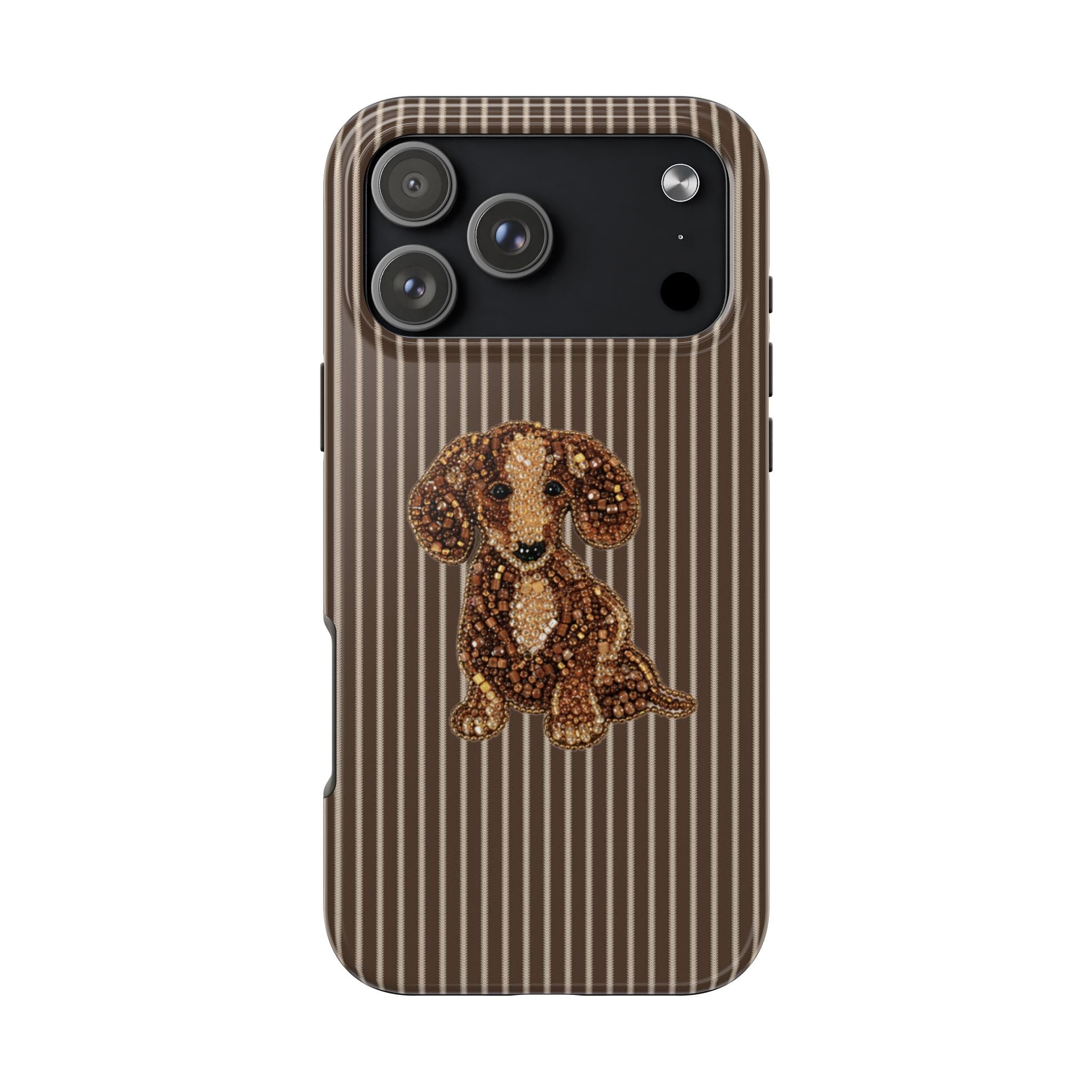 BROWN STRIPES WHIMSY DACHSHUND PHONE CASE