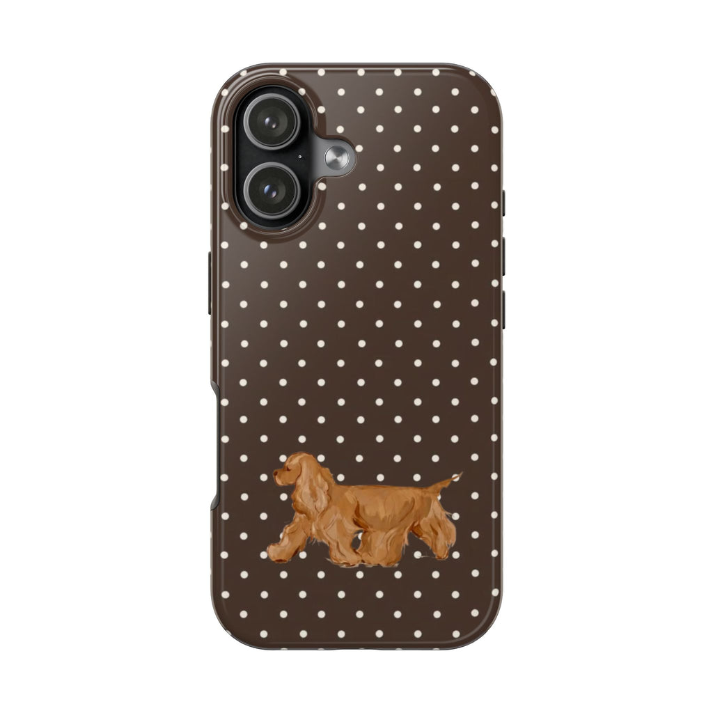 BROWN POLKA DOTS & SPANIEL PHONE CASE