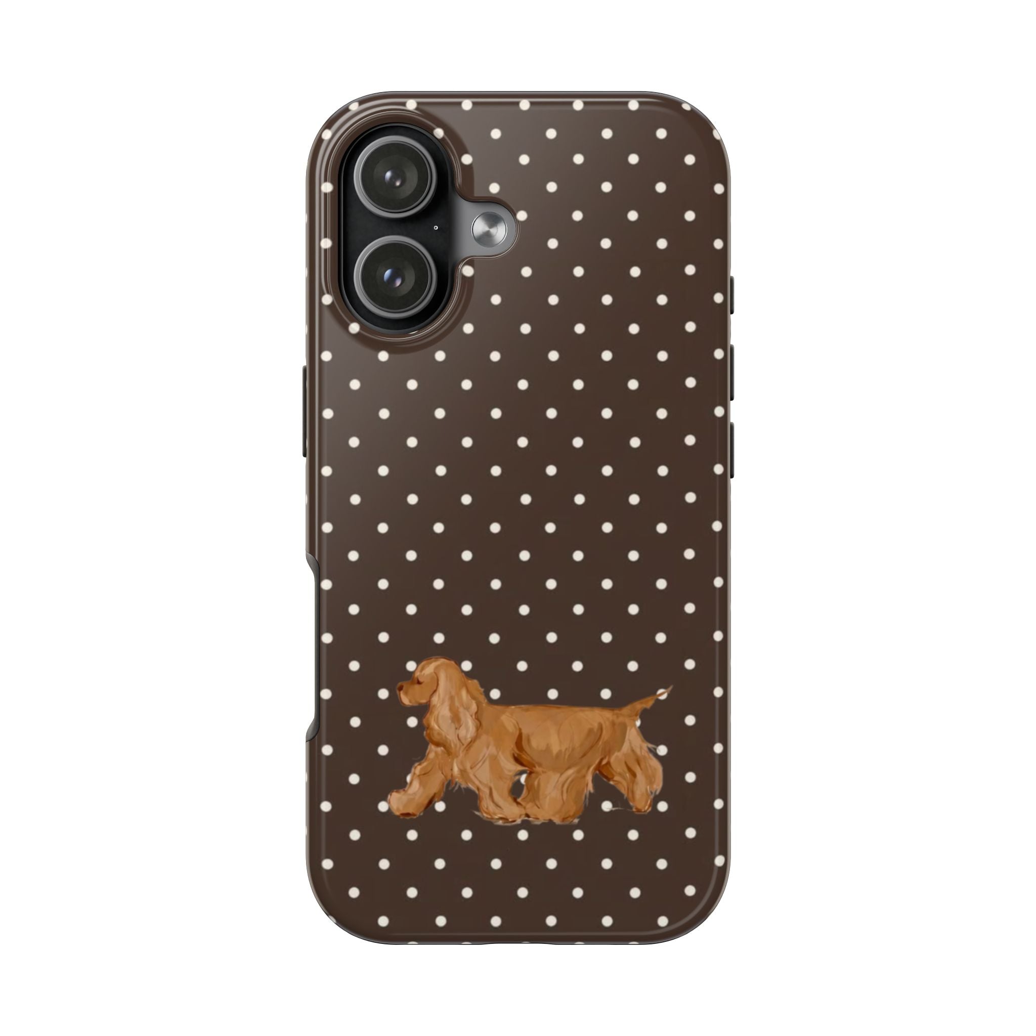 BROWN POLKA DOTS & SPANIEL PHONE CASE