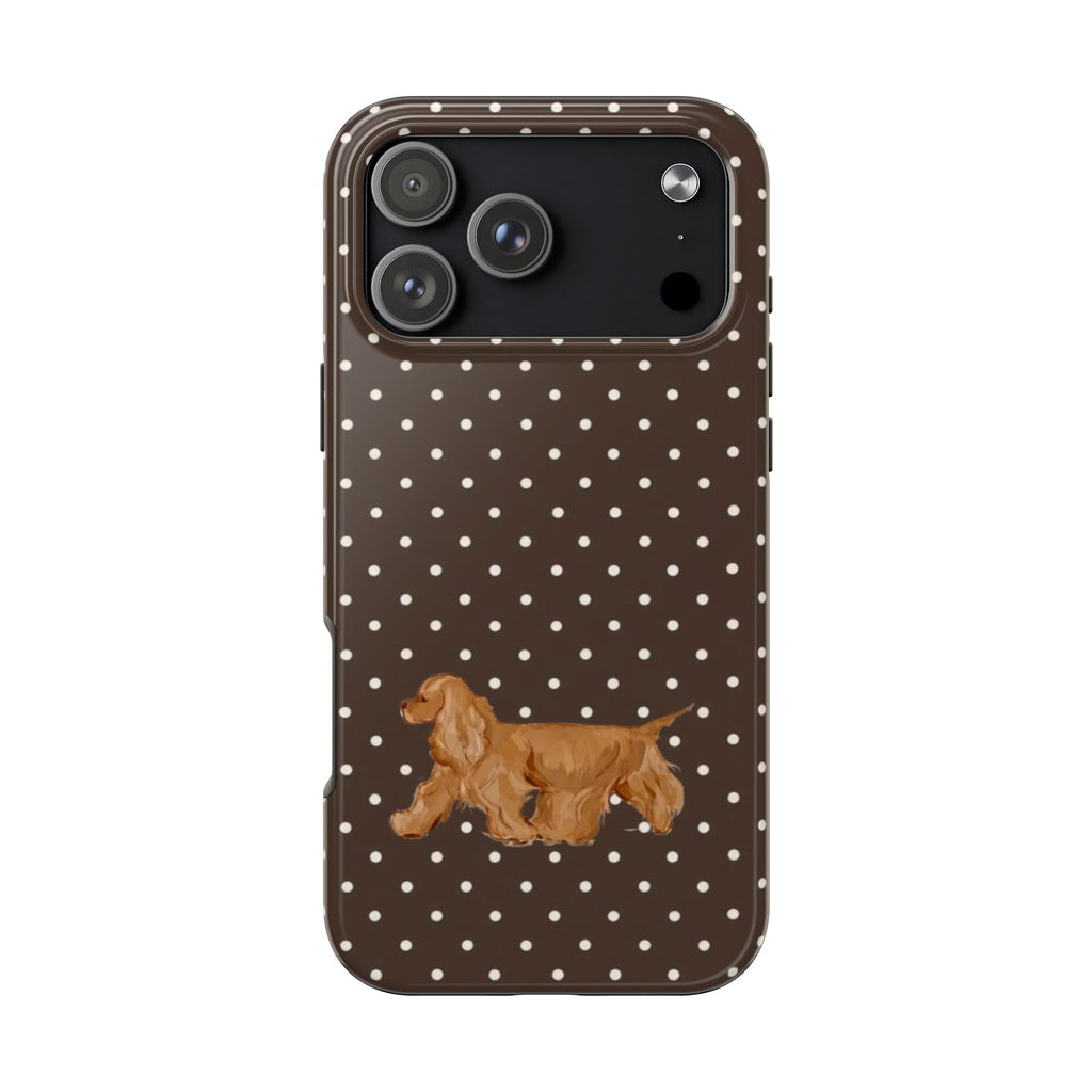 BROWN POLKA DOTS & SPANIEL PHONE CASE