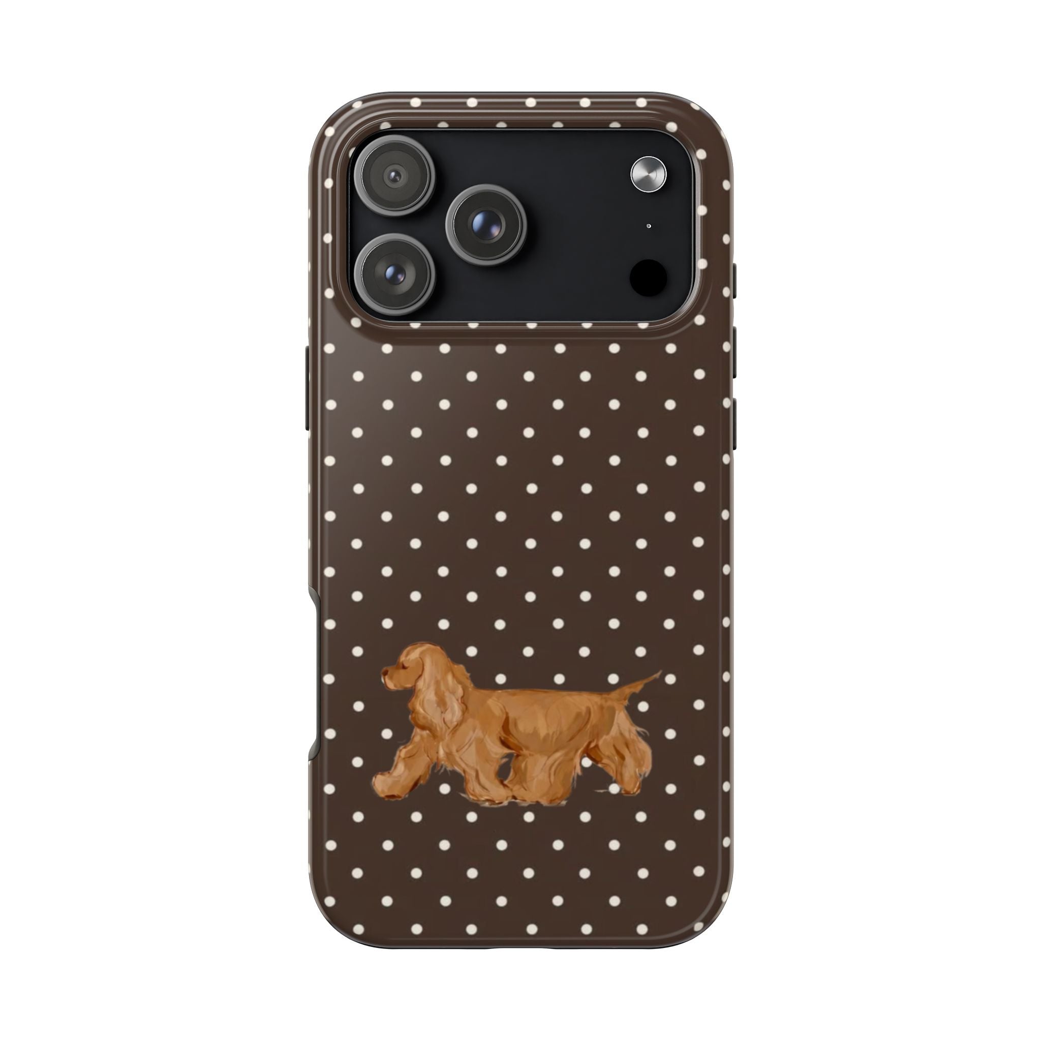 BROWN POLKA DOTS & SPANIEL PHONE CASE