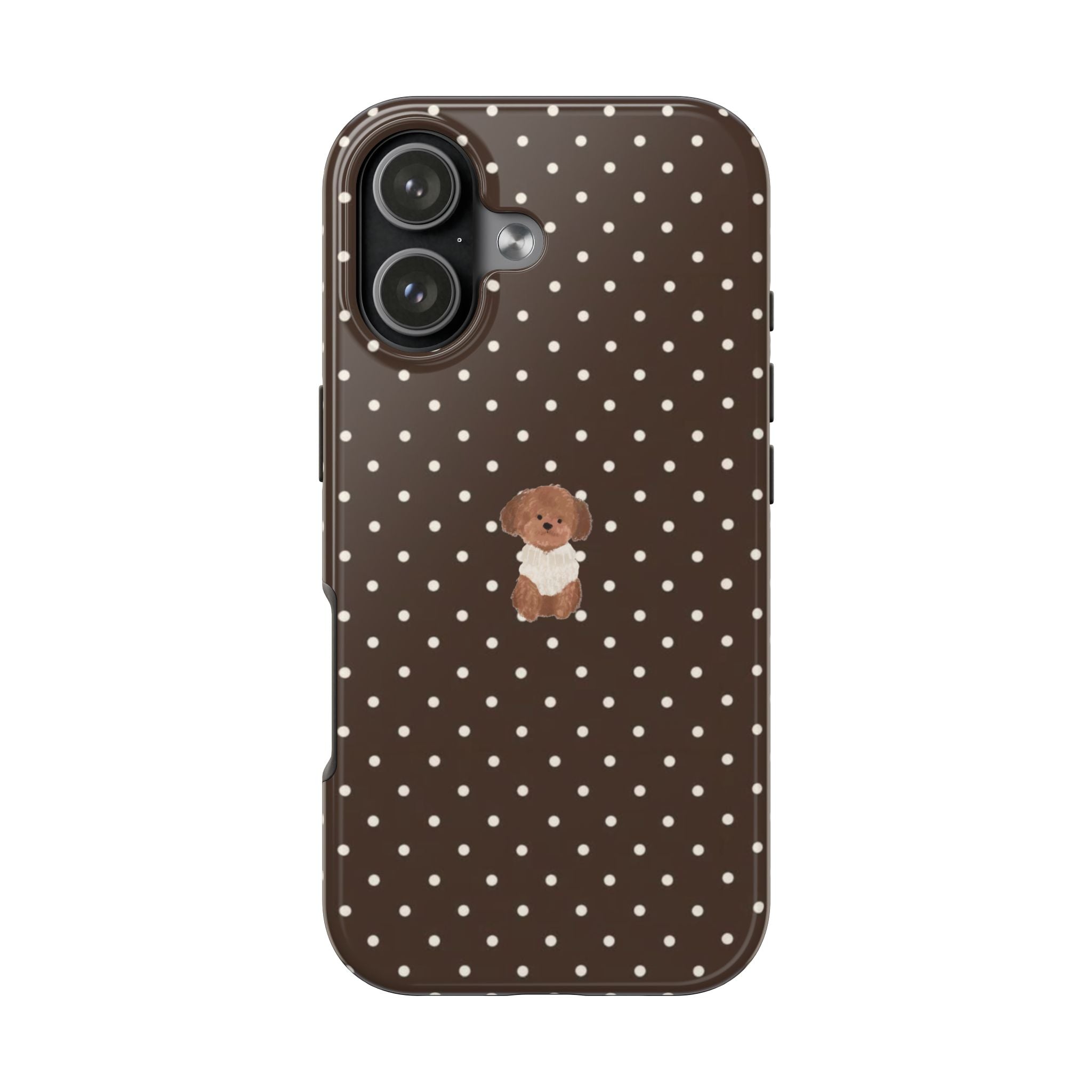 BROWN POLKA DOTS POODLE PHONE CASE