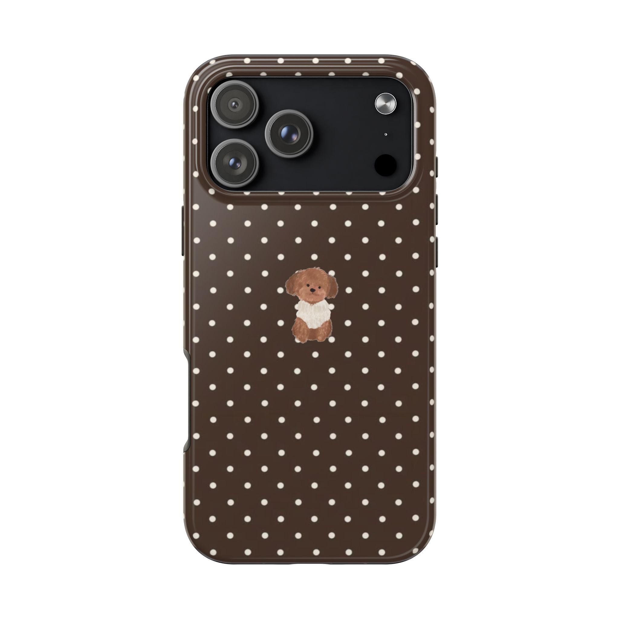 BROWN POLKA DOTS POODLE PHONE CASE