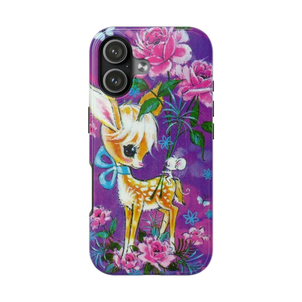 PURPLE FLORAL WHIMSY DEER PHONE CASE
