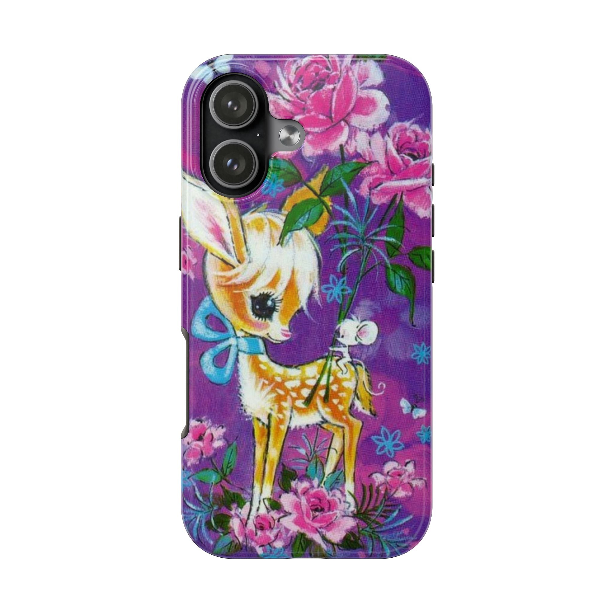 PURPLE FLORAL WHIMSY DEER PHONE CASE