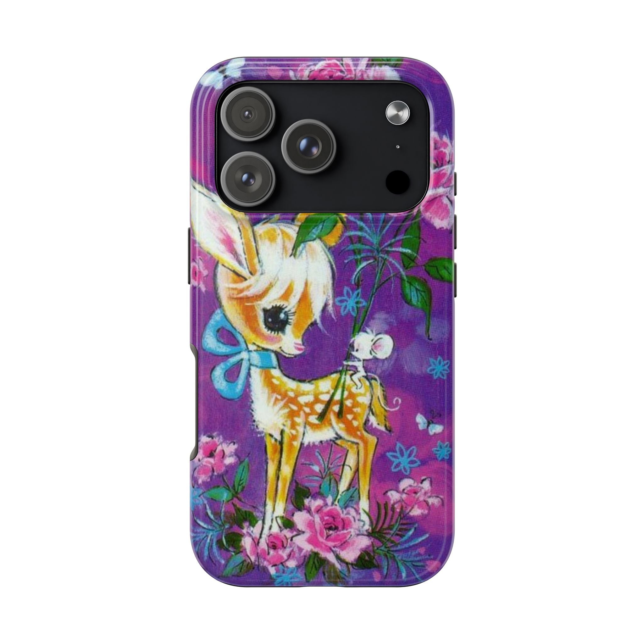 PURPLE FLORAL WHIMSY DEER PHONE CASE