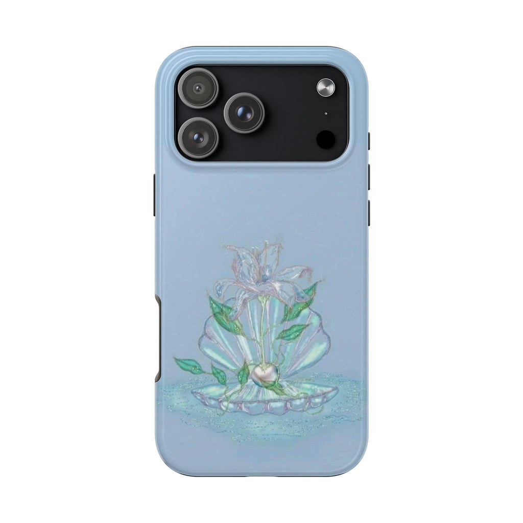 BLUE WHIMSY PEARLED SHELL PHONE CASE