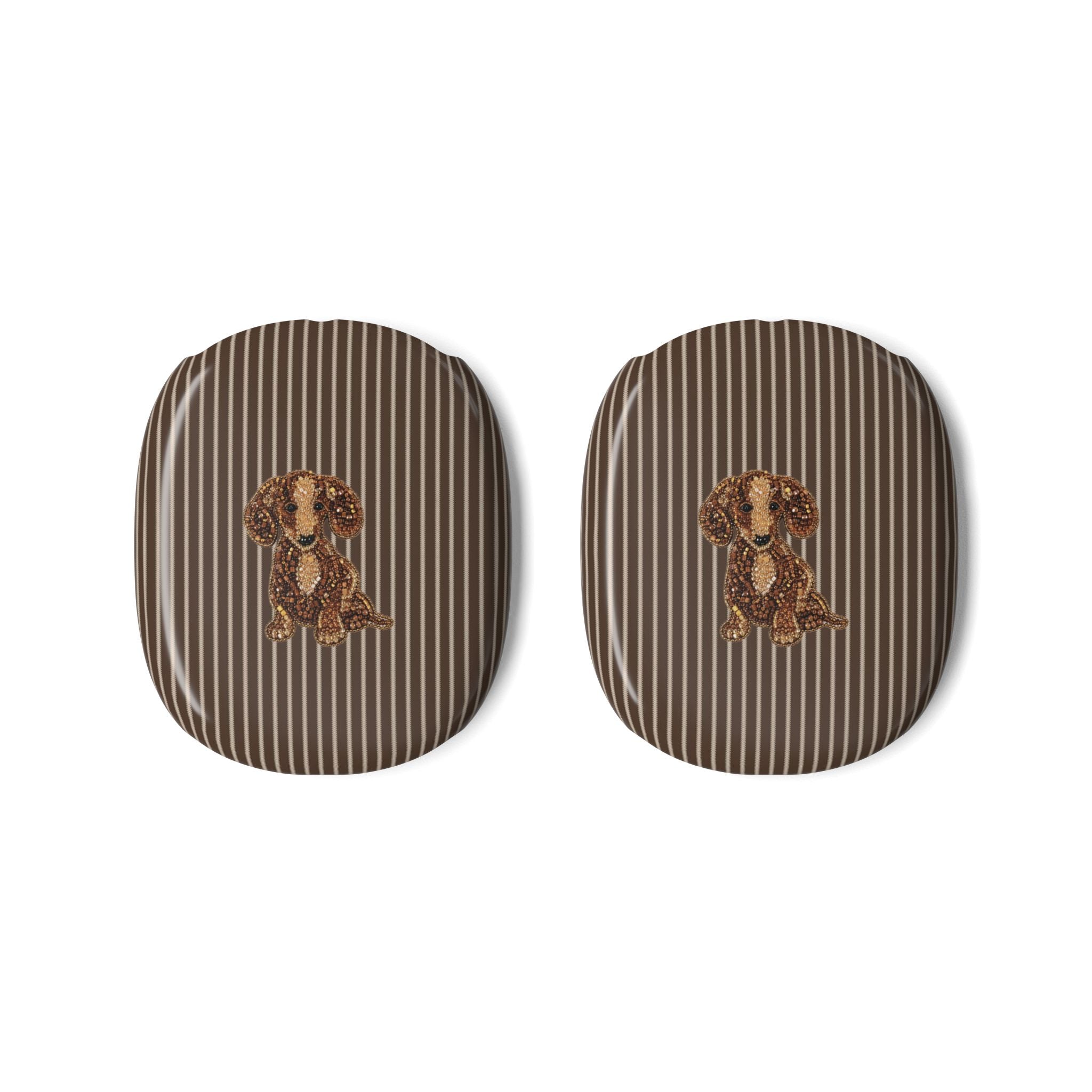 BROWN STRIPES WHIMSY DACHSHUND AIRPODS MAX CASE COVERS