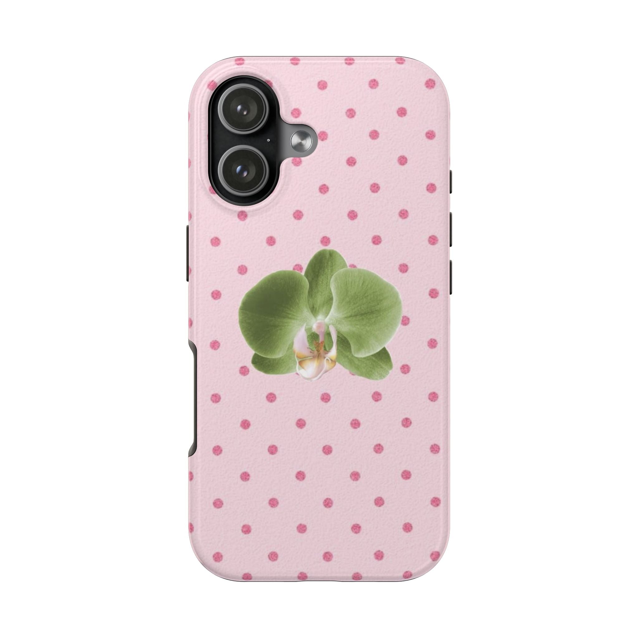 PINK POLKA DOTS GREEN FLOWER PHONE CASE