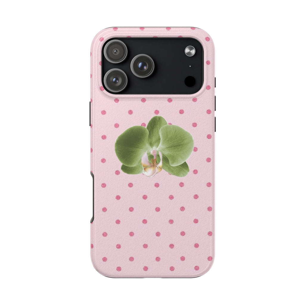 PINK POLKA DOTS GREEN FLOWER PHONE CASE