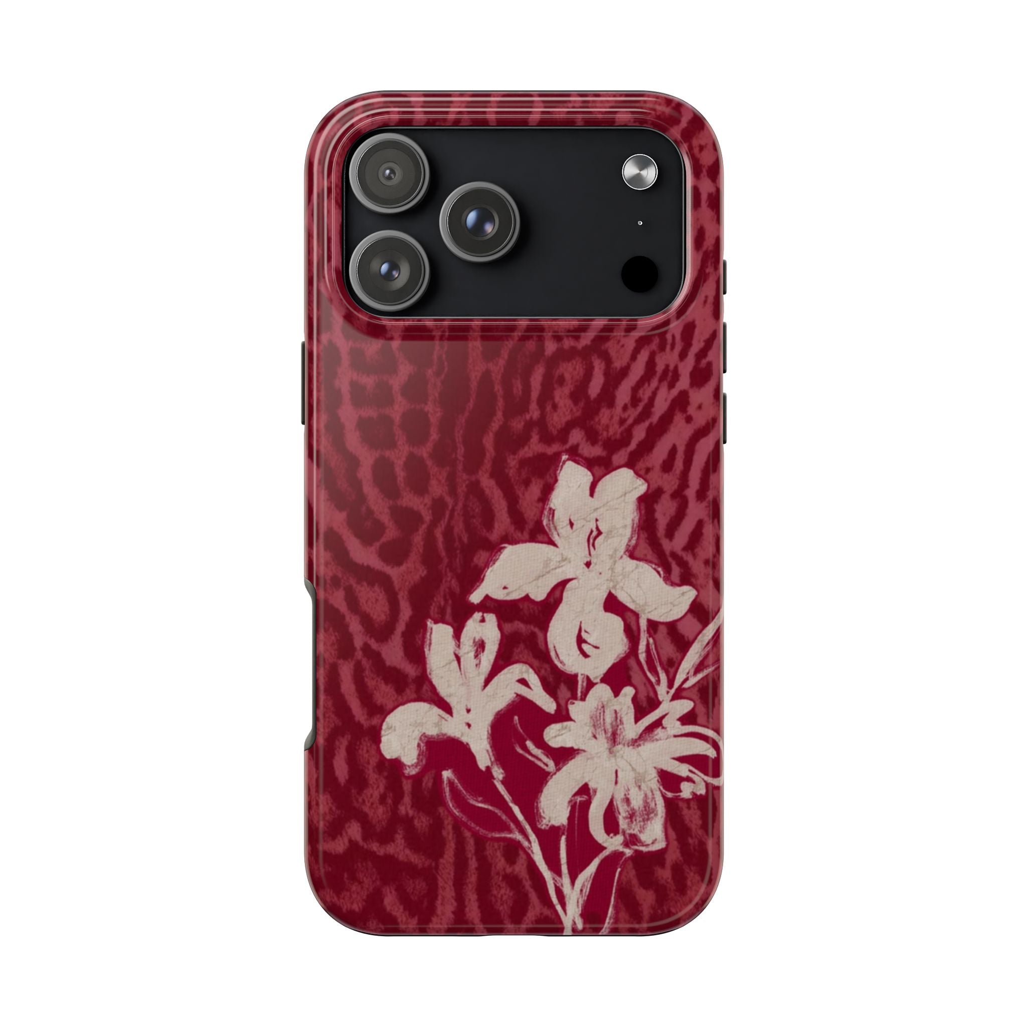 RED LEOPARD LILY PHONE CASE