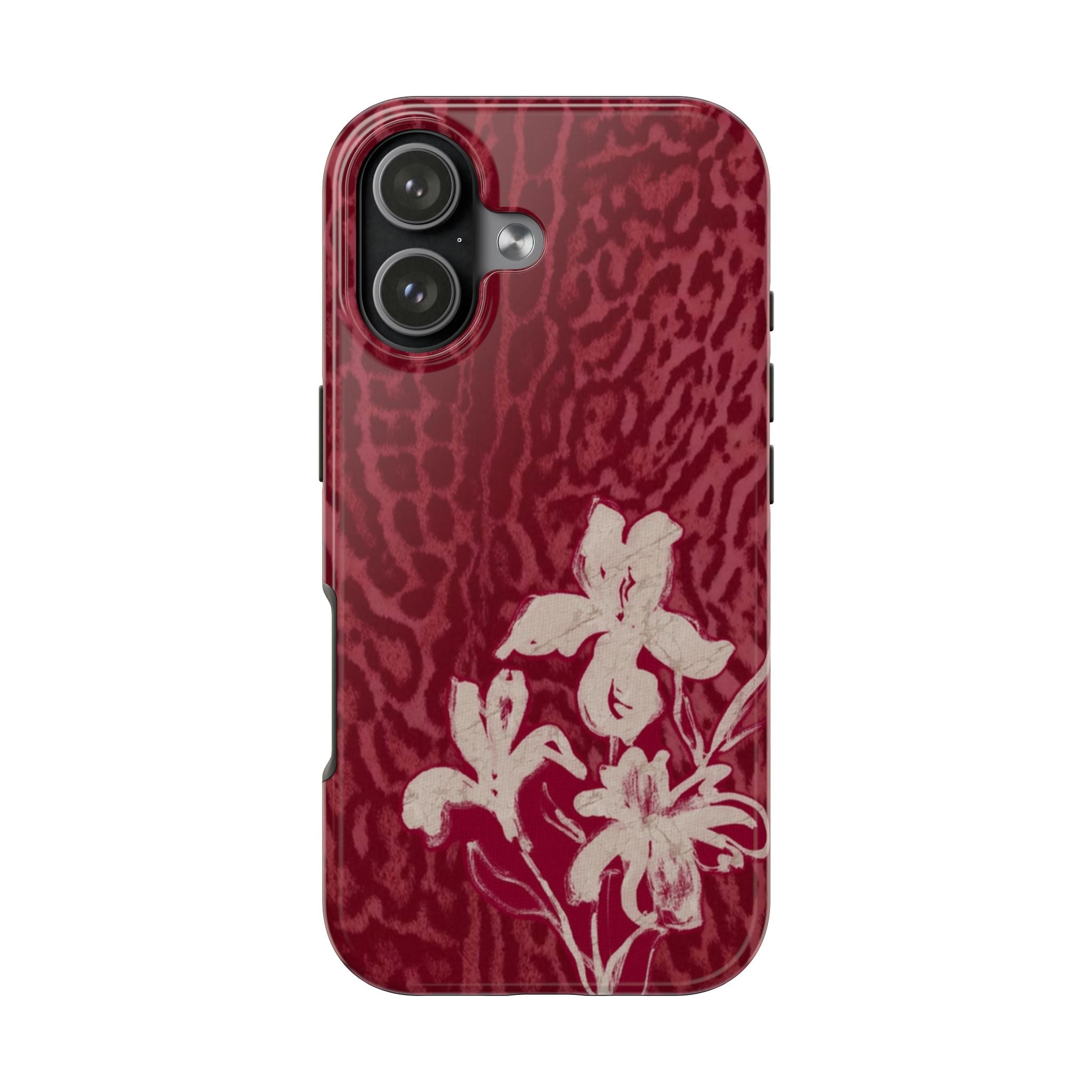 RED LEOPARD LILY PHONE CASE