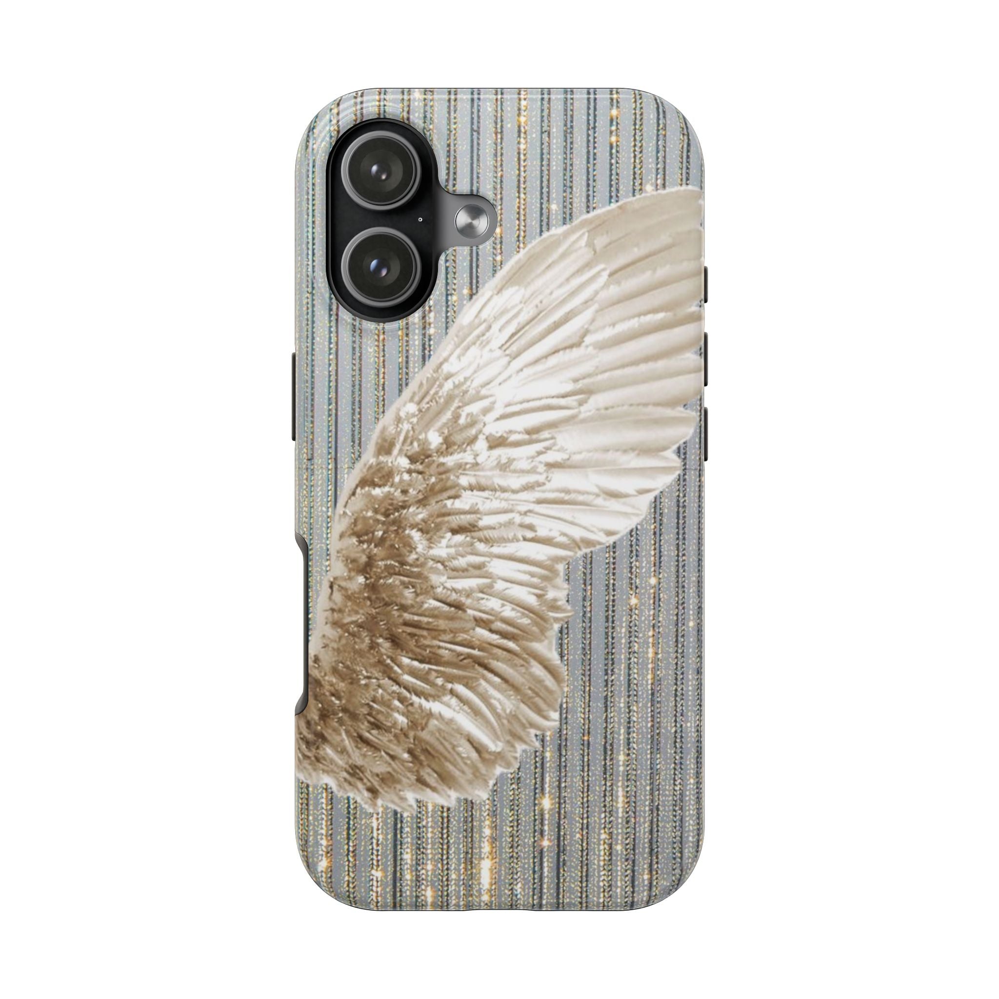 SILVER SEQUIN ANGEL WING PHONE CASE