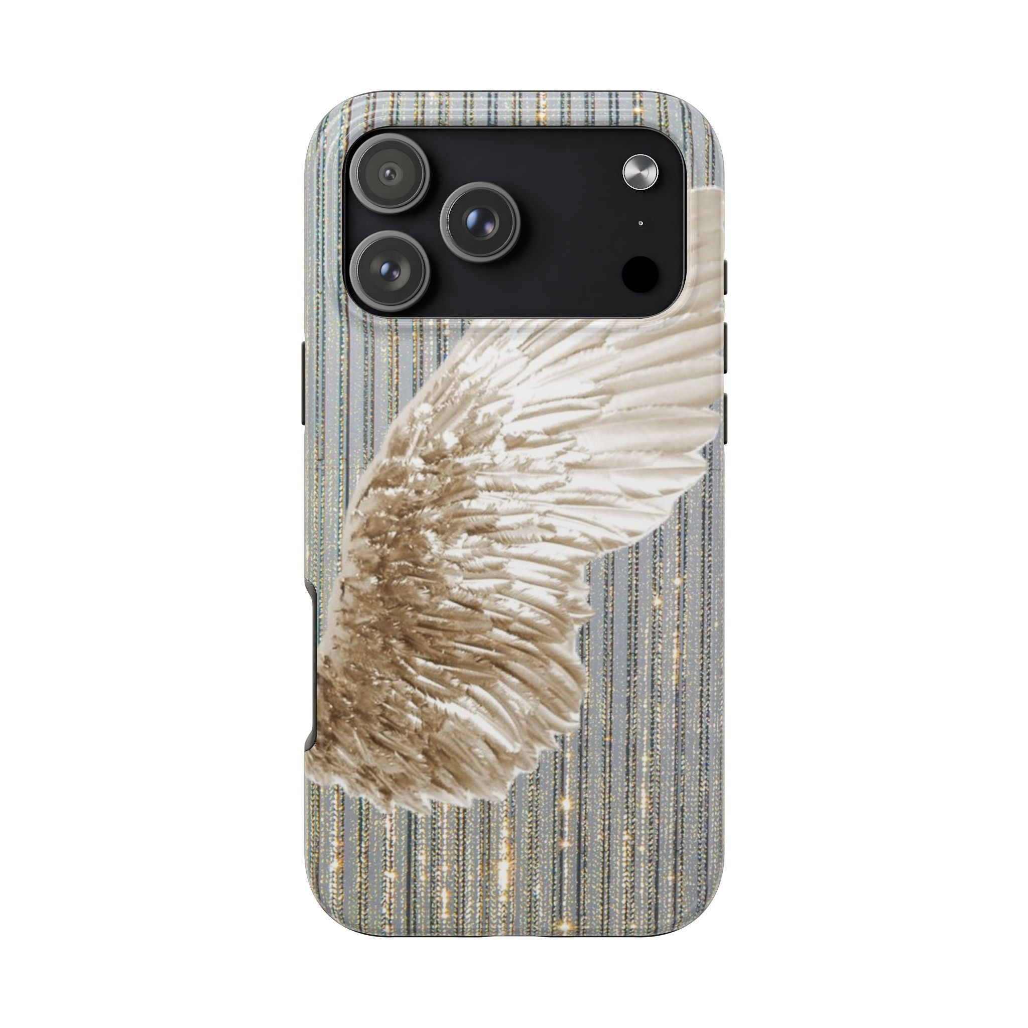 SILVER SEQUIN ANGEL WING PHONE CASE