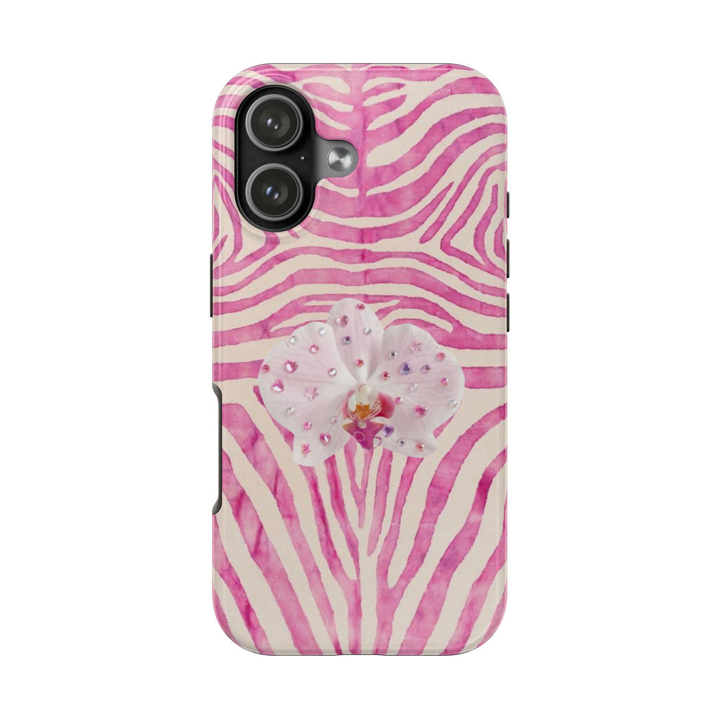 PINK ZEBRA FLOWER PHONE CASE