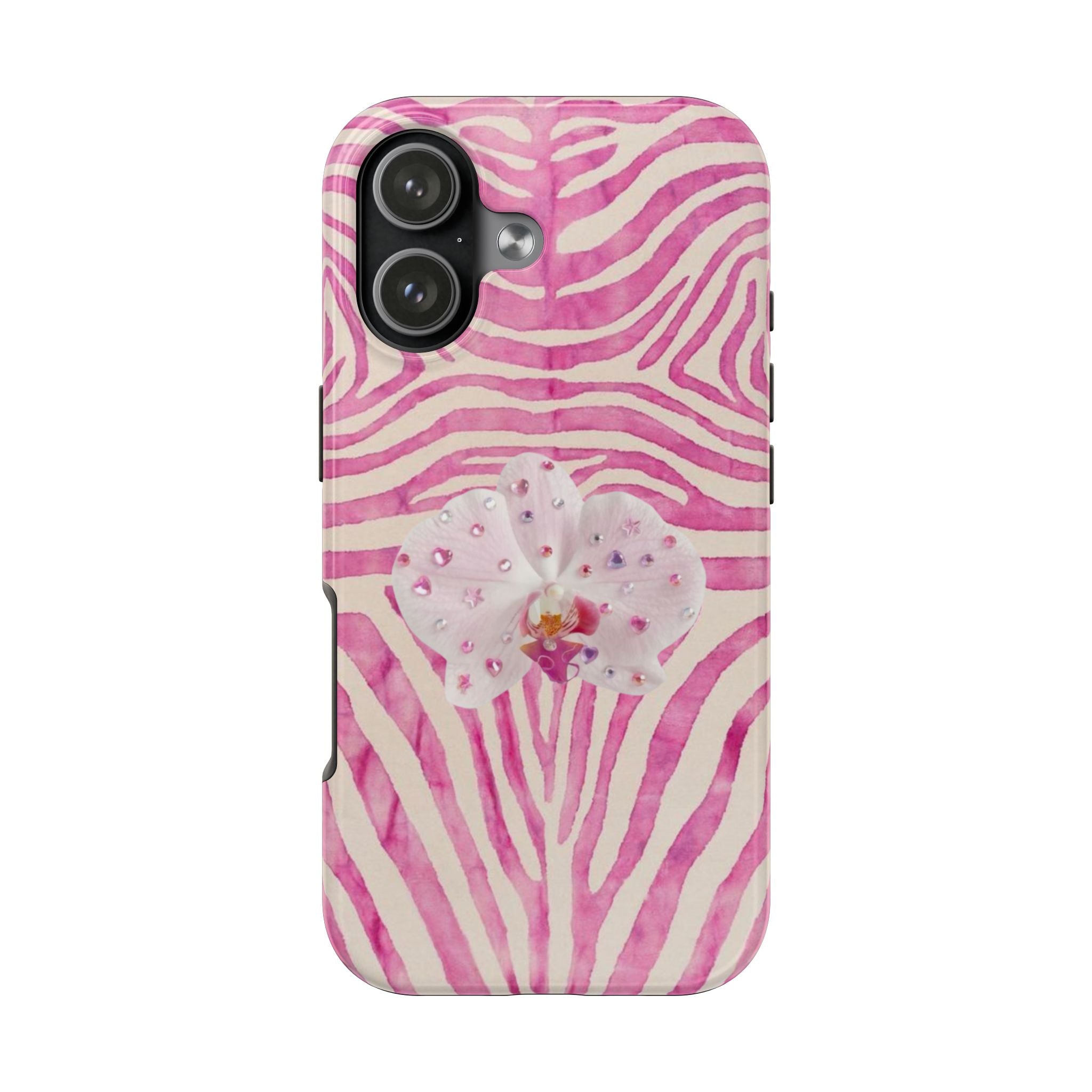 PINK ZEBRA FLOWER PHONE CASE