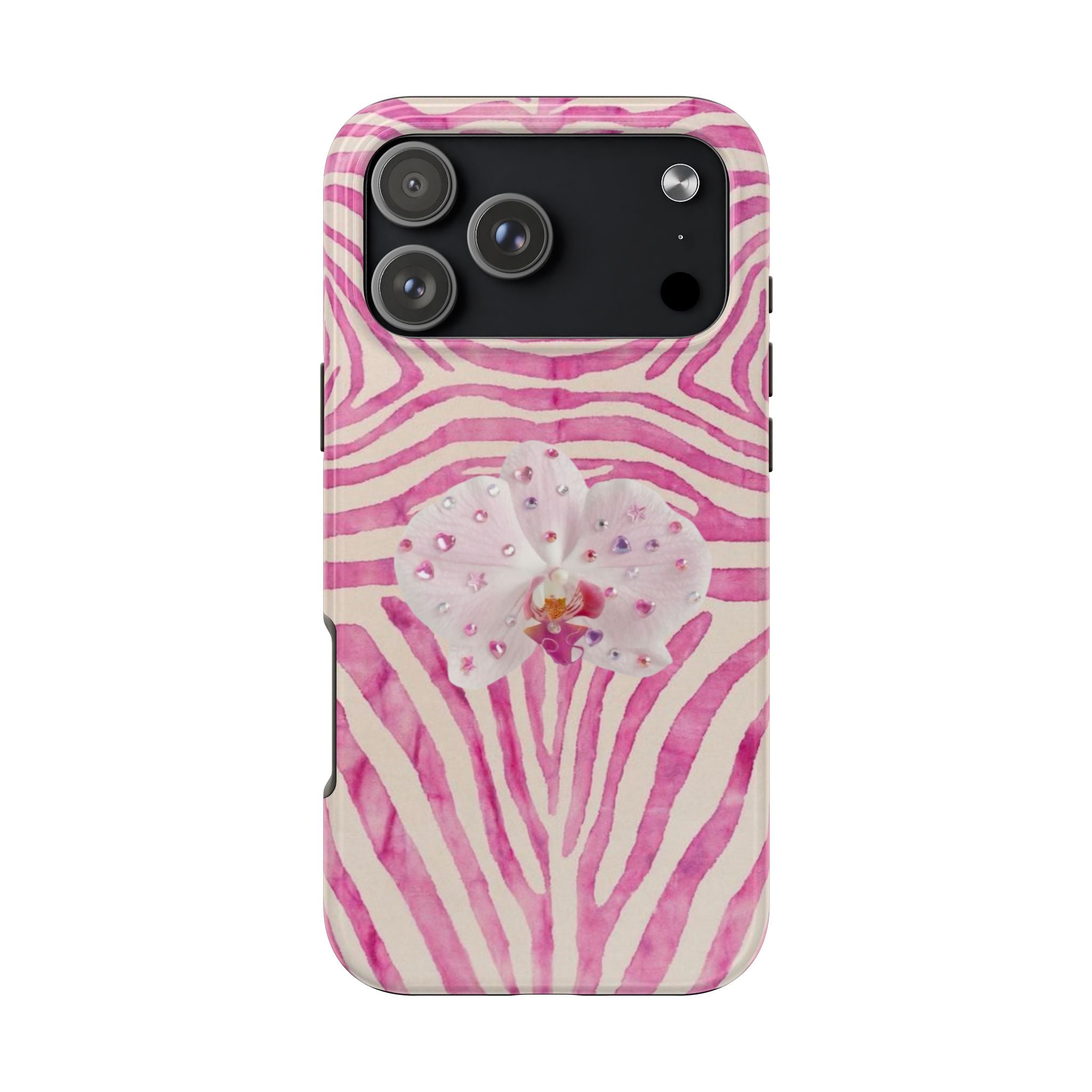 PINK ZEBRA FLOWER PHONE CASE