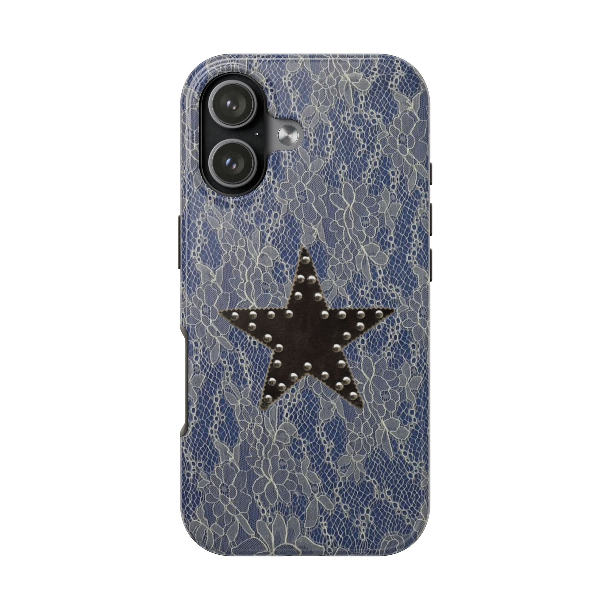 NAVY BLUE LACE STAR PHONE CASE