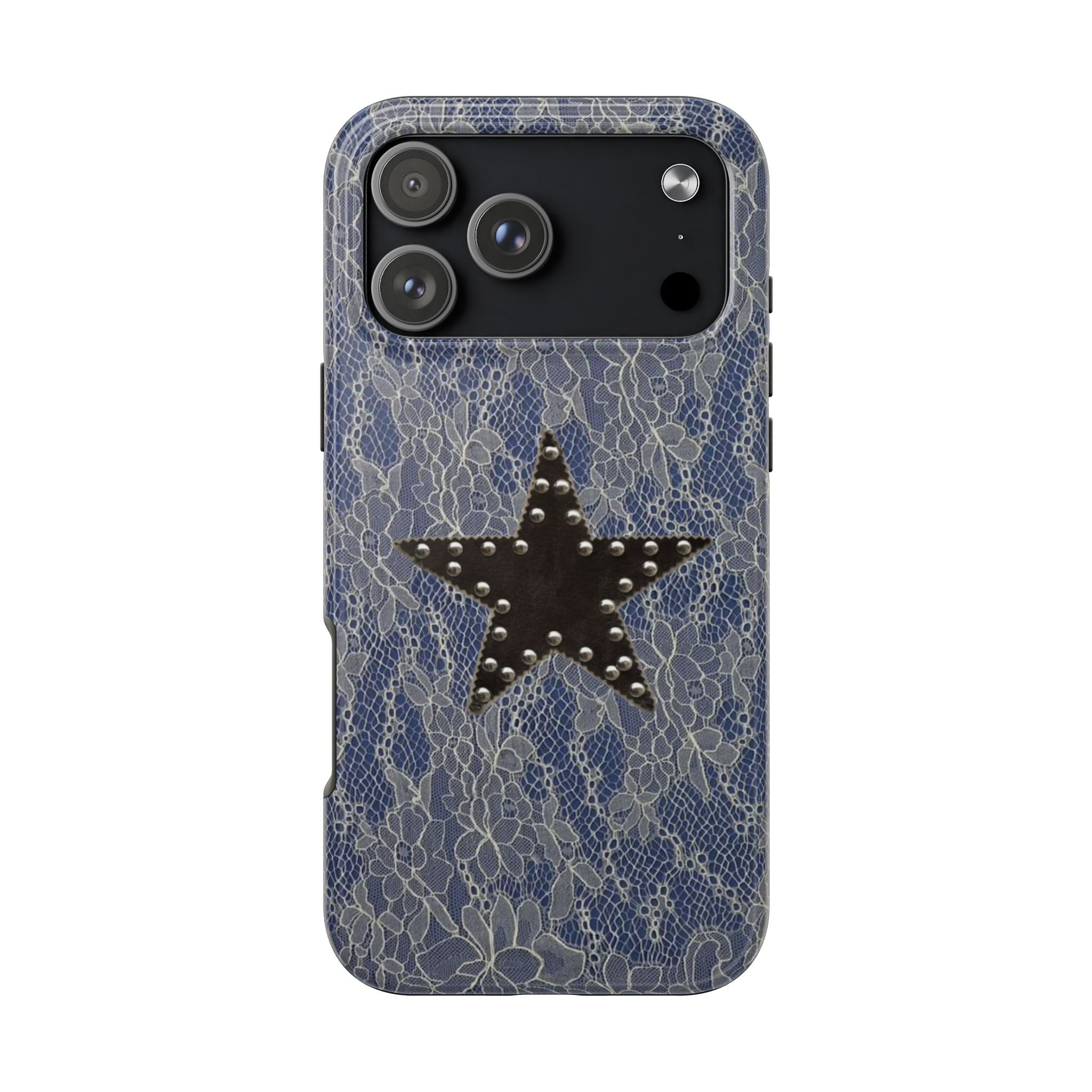 NAVY BLUE LACE STAR PHONE CASE