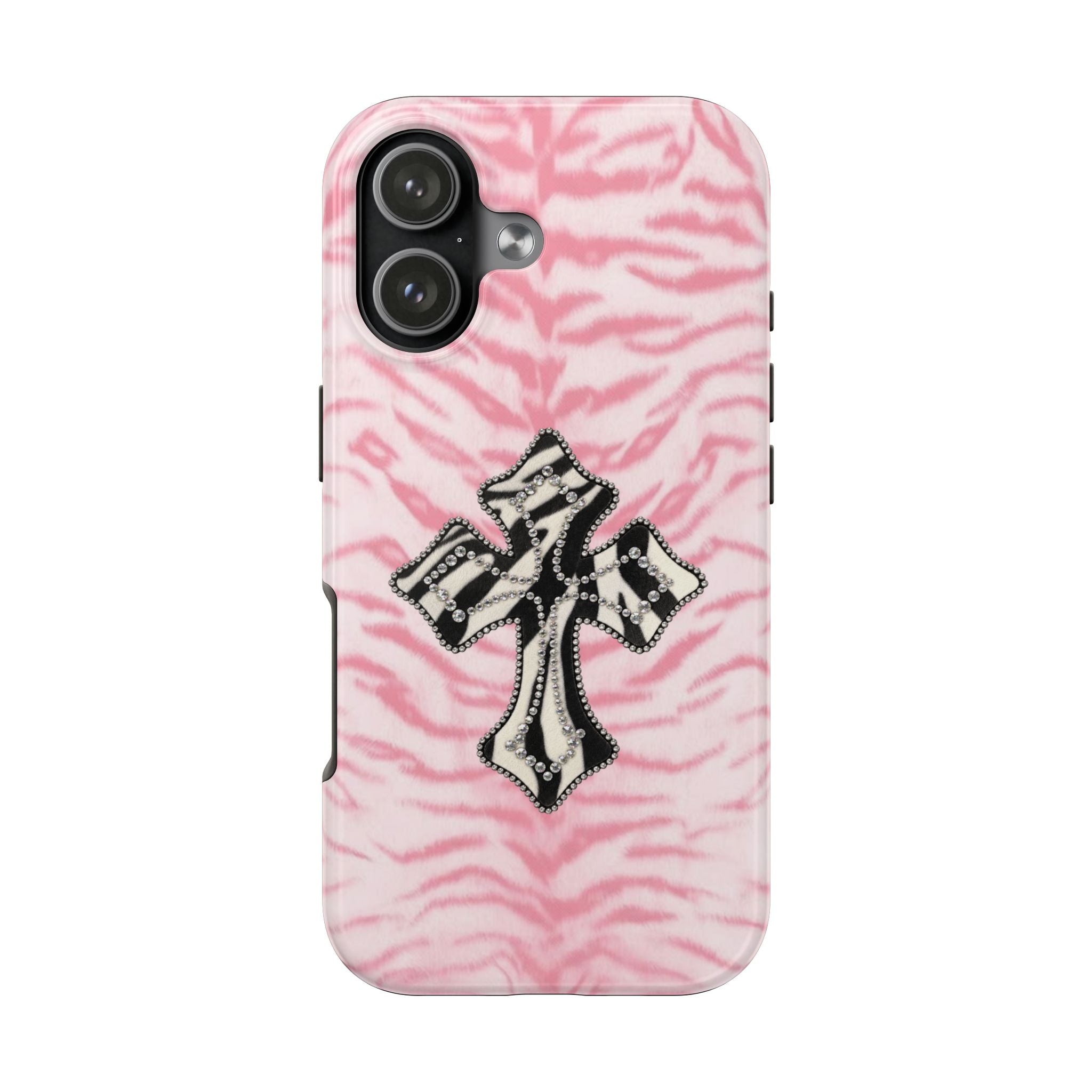 PINK ZEBRA CROSS PHONE CASE