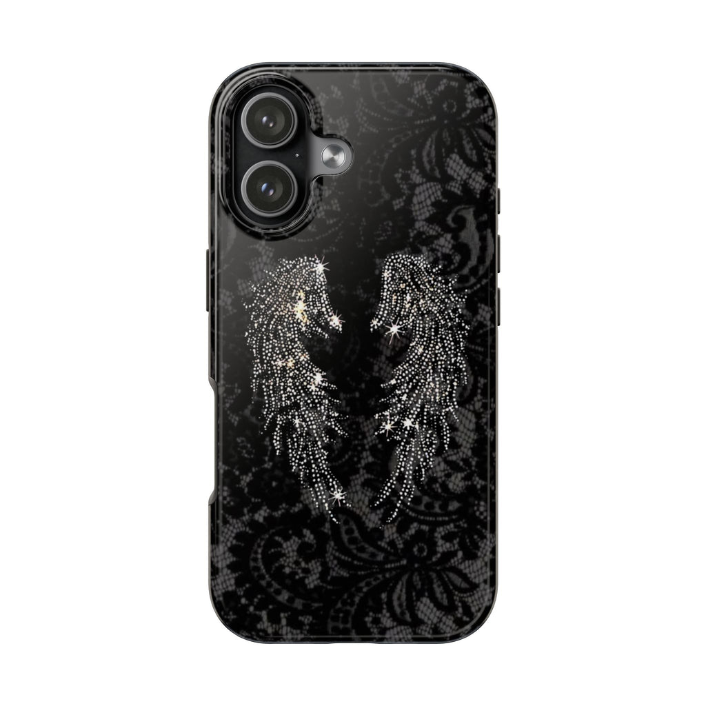 BLACK LACE ANGEL WINGS PHONE CASE