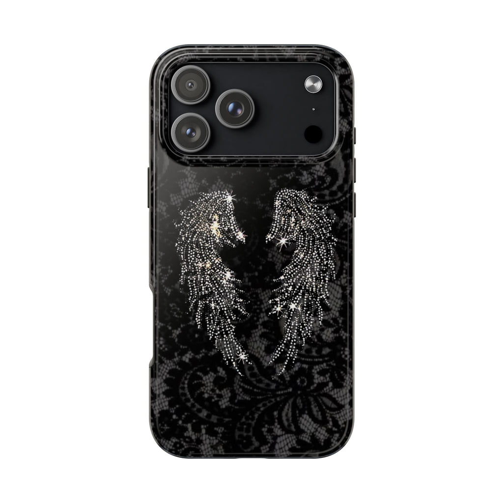 BLACK LACE ANGEL WINGS PHONE CASE