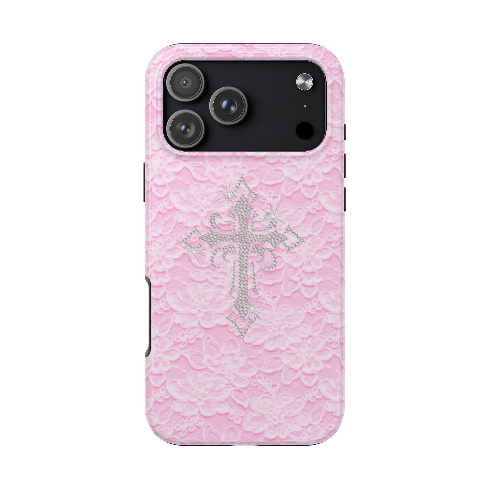 PINK LACE CROSS PHONE CASE