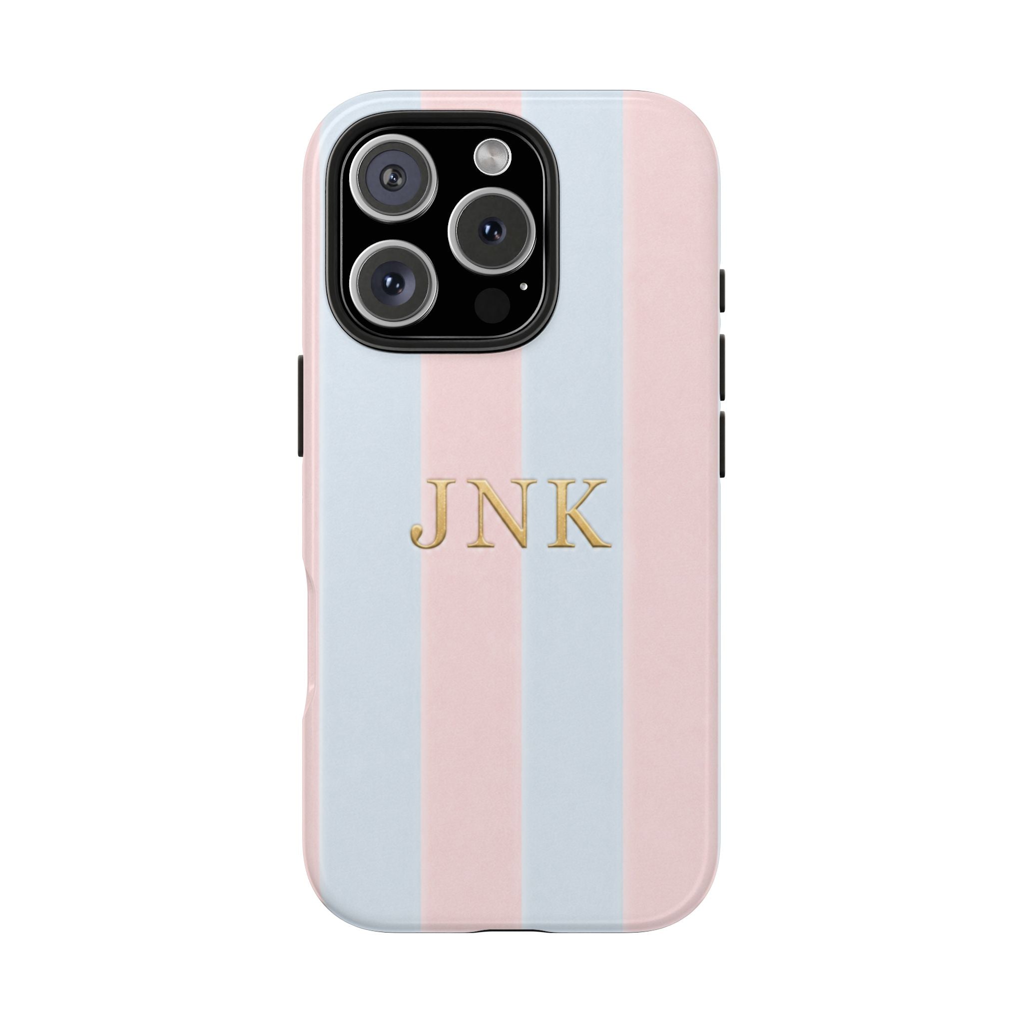 PERSONALIZED PINK & BLUE VELVET STRIPES INITIALS NAME CUSTOM PHONE CASE
