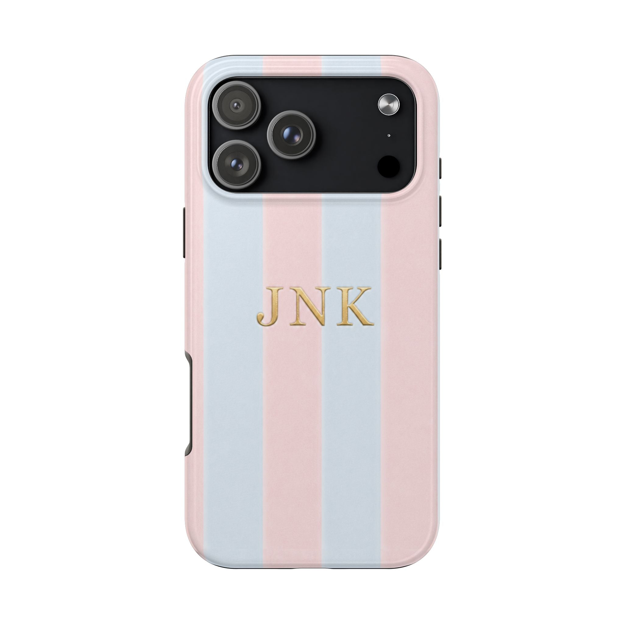 PERSONALIZED PINK & BLUE VELVET STRIPES INITIALS NAME CUSTOM PHONE CASE