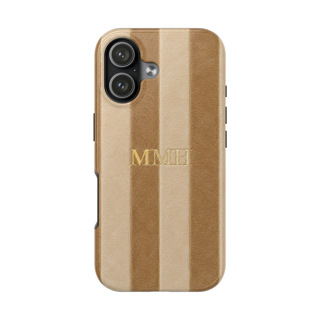 PERSONALIZED CAMEL STRIPES INITIALS NAME CUSTOM PHONE CASE