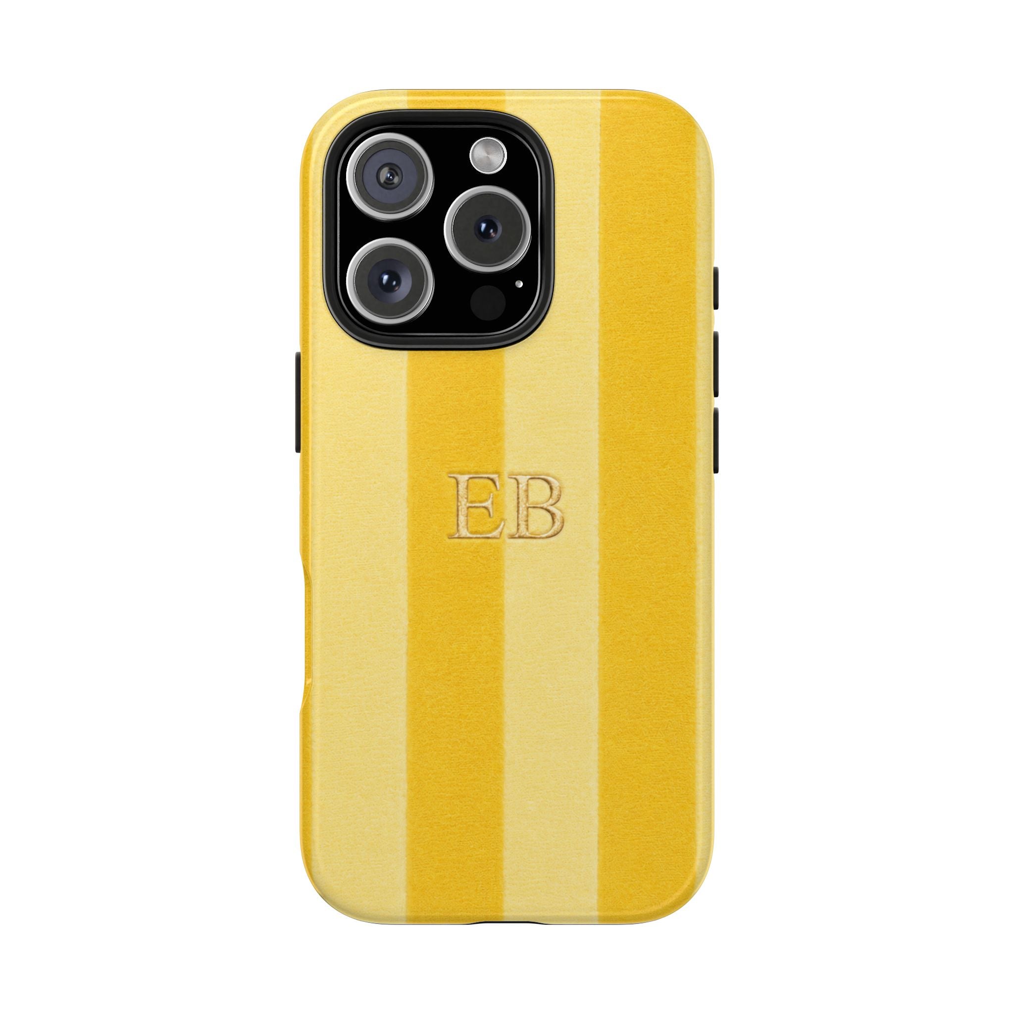 PERSONALIZED YELLOW STRIPES INITIALS NAME CUSTOM PHONE CASE