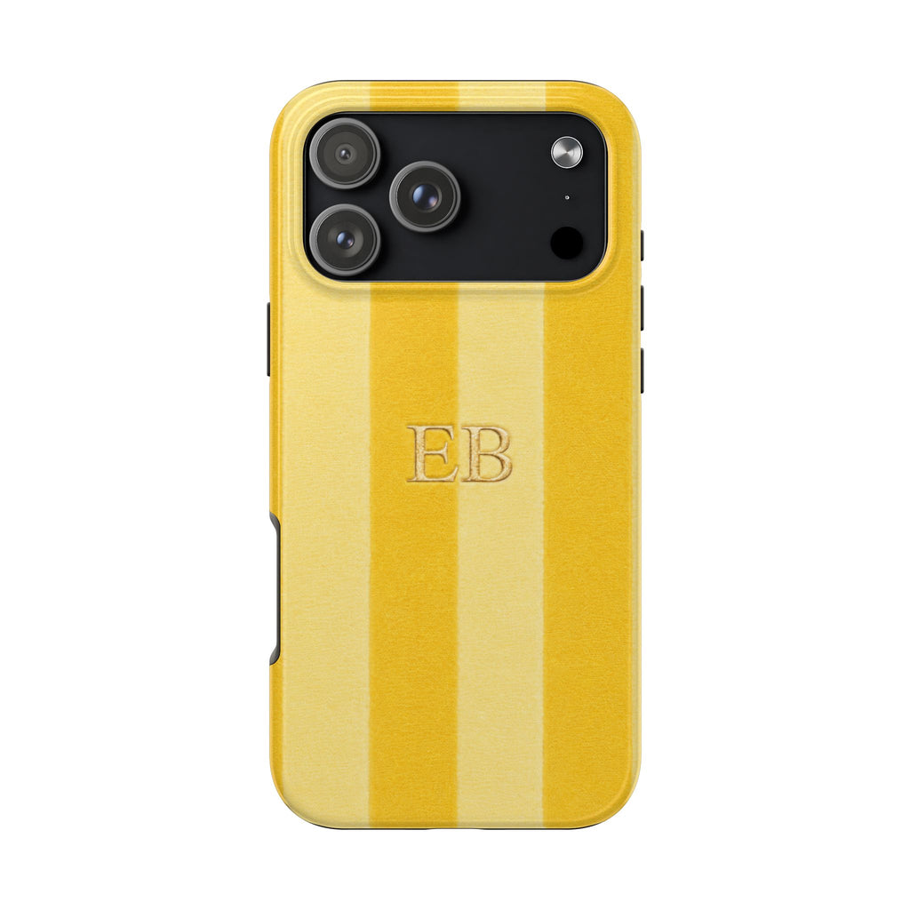 PERSONALIZED YELLOW STRIPES INITIALS NAME CUSTOM PHONE CASE
