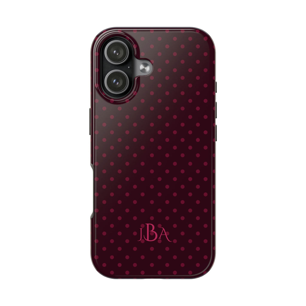 PERSONALIZED NAME CUSTOM PLUM POLKA DOTS MONOGRAM INITIALS PHONE CASE
