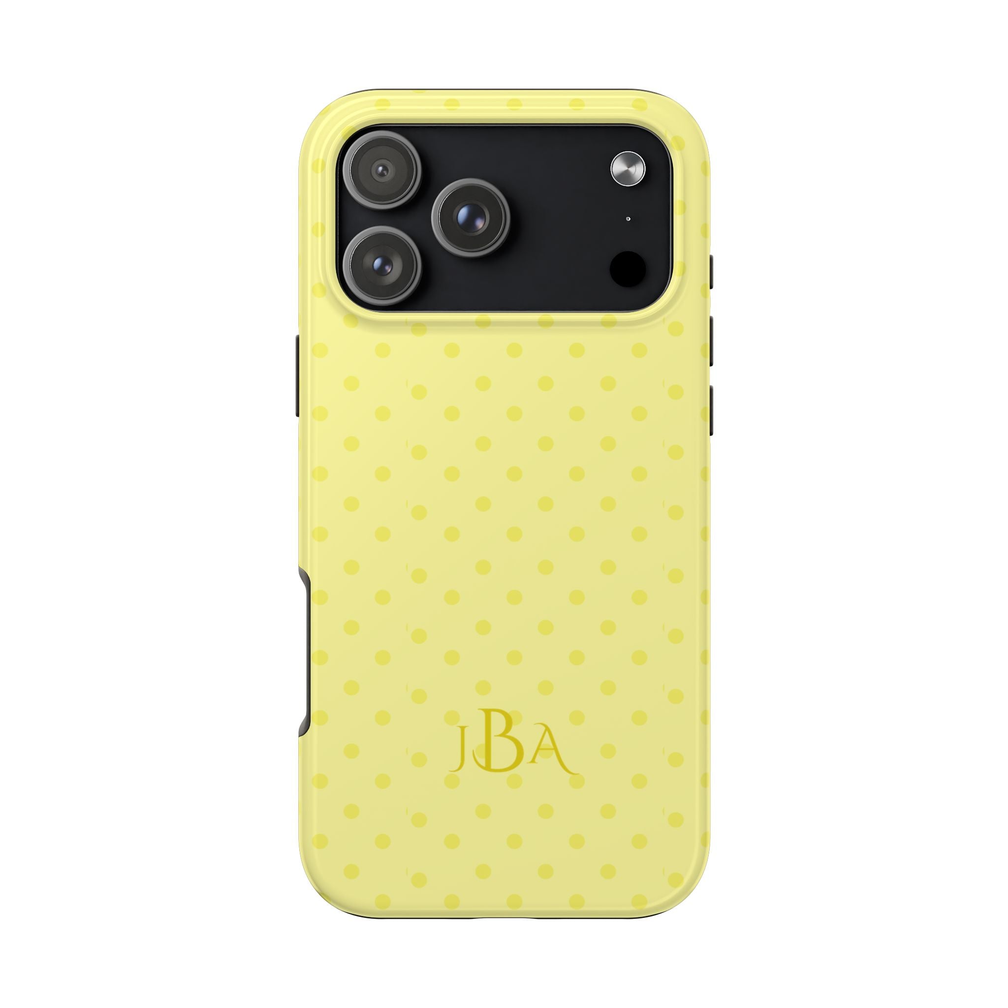 PERSONALIZED NAME CUSTOM YELLOW POLKA DOTS MONOGRAM INITIALS PHONE CASE