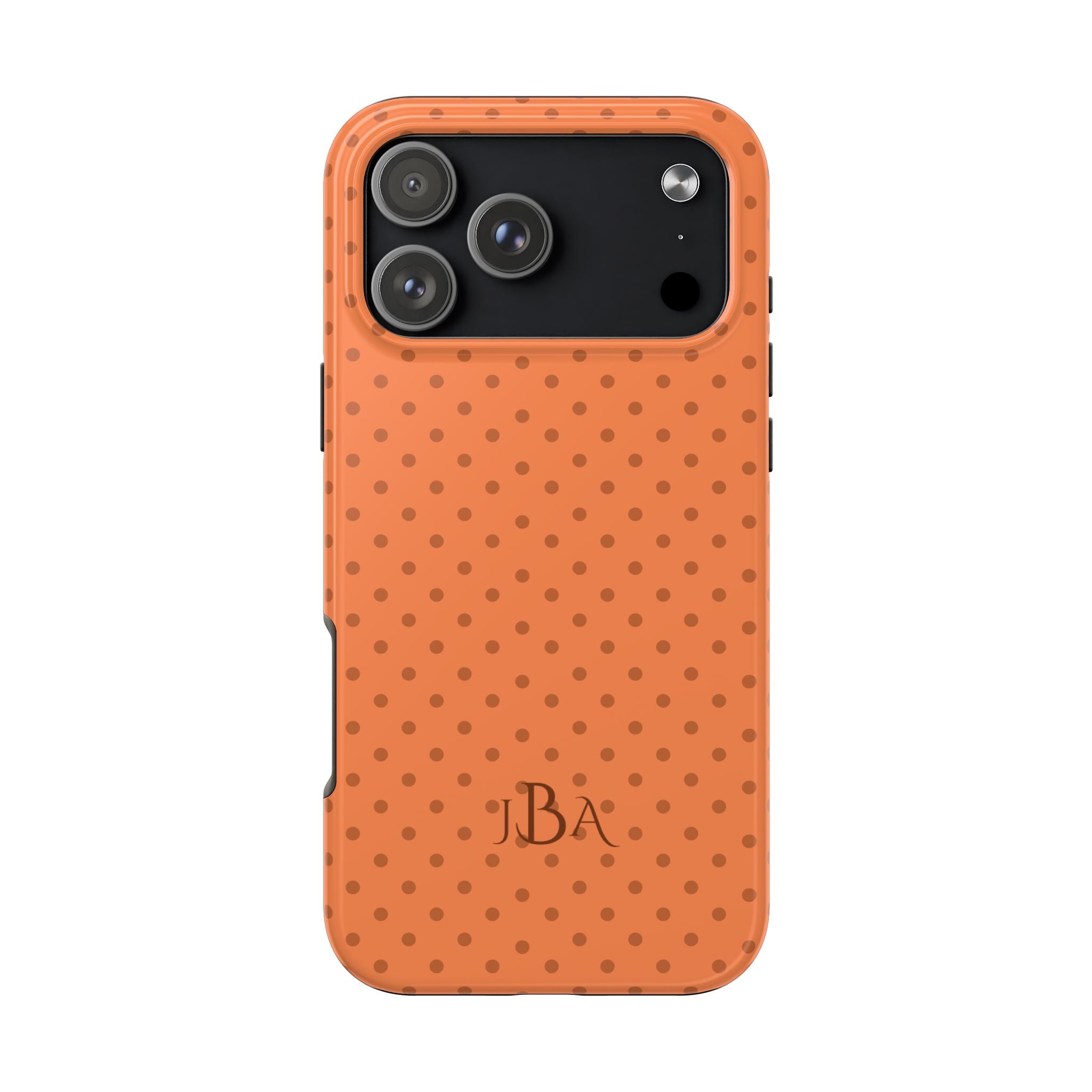 PERSONALIZED NAME CUSTOM ORANGE POLKA DOTS MONOGRAM INITIALS PHONE CASE