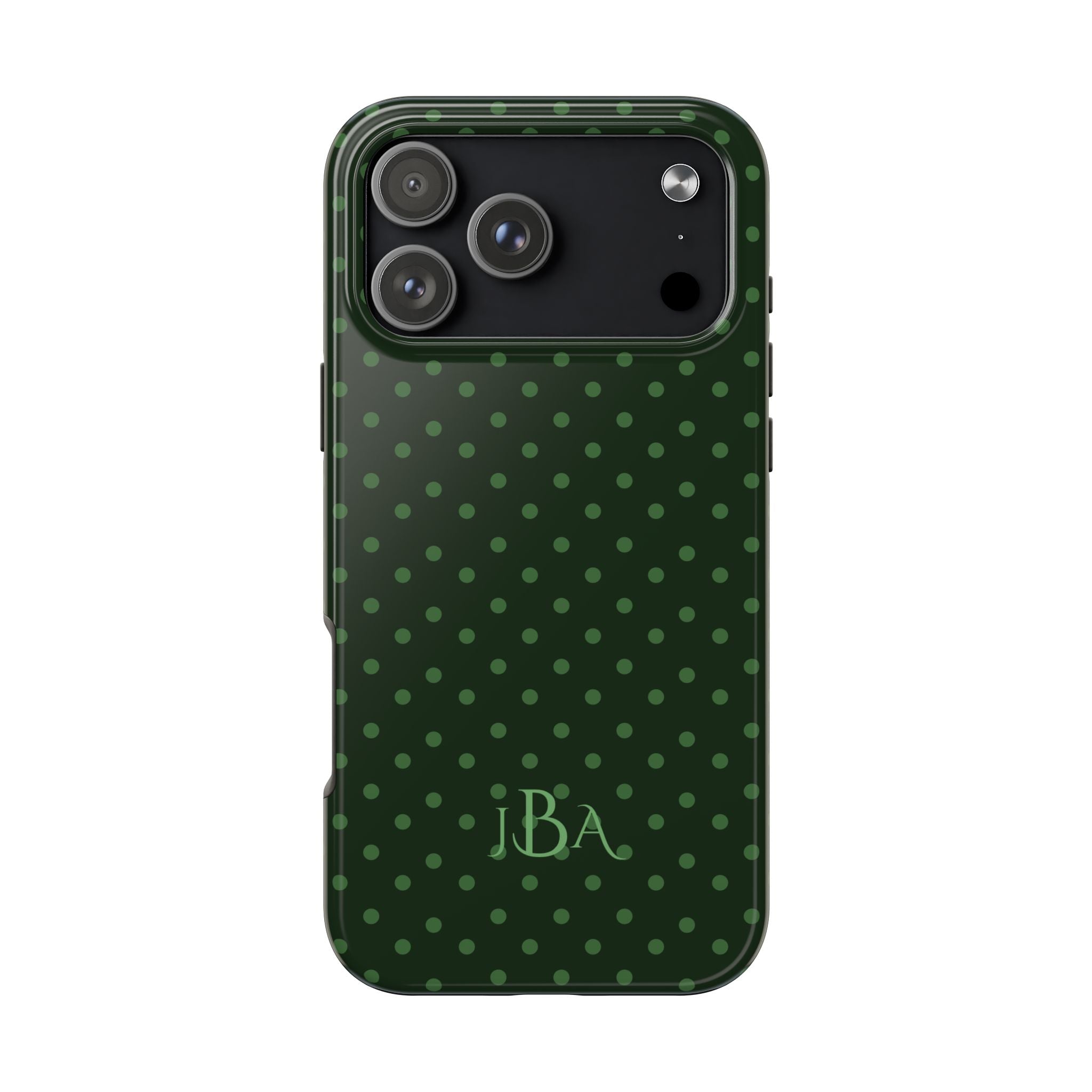 PERSONALIZED NAME CUSTOM GREEN POLKA DOTS MONOGRAM INITIALS PHONE CASE
