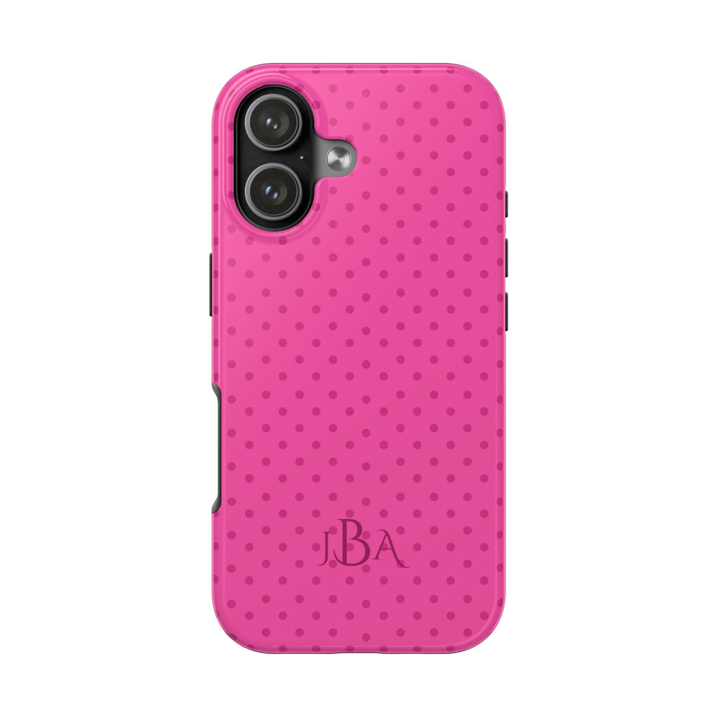 PERSONALIZED NAME CUSTOM FUCHSIA PINK POLKA DOTS MONOGRAM INITIALS PHONE CASE