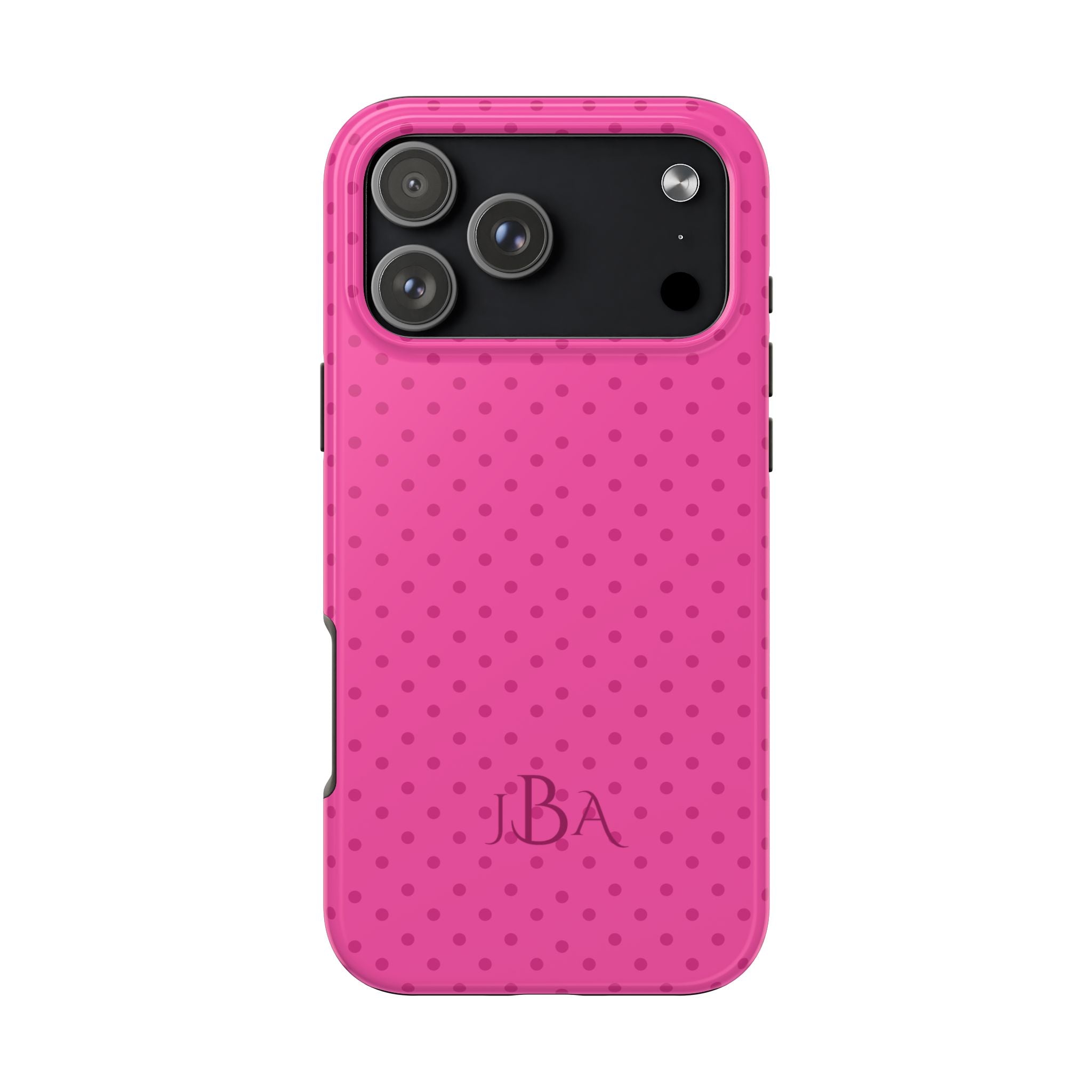 PERSONALIZED NAME CUSTOM FUCHSIA PINK POLKA DOTS MONOGRAM INITIALS PHONE CASE