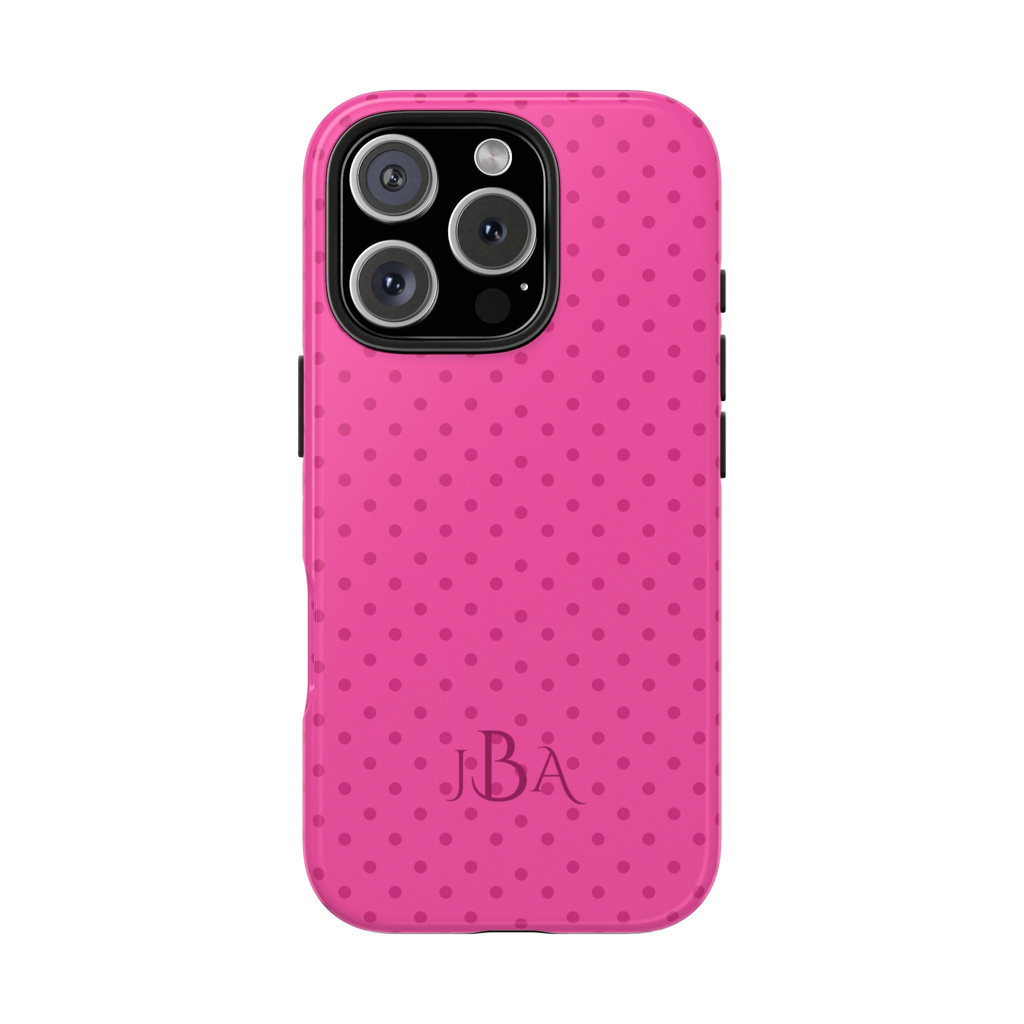 PERSONALIZED NAME CUSTOM FUCHSIA PINK POLKA DOTS MONOGRAM INITIALS PHONE CASE