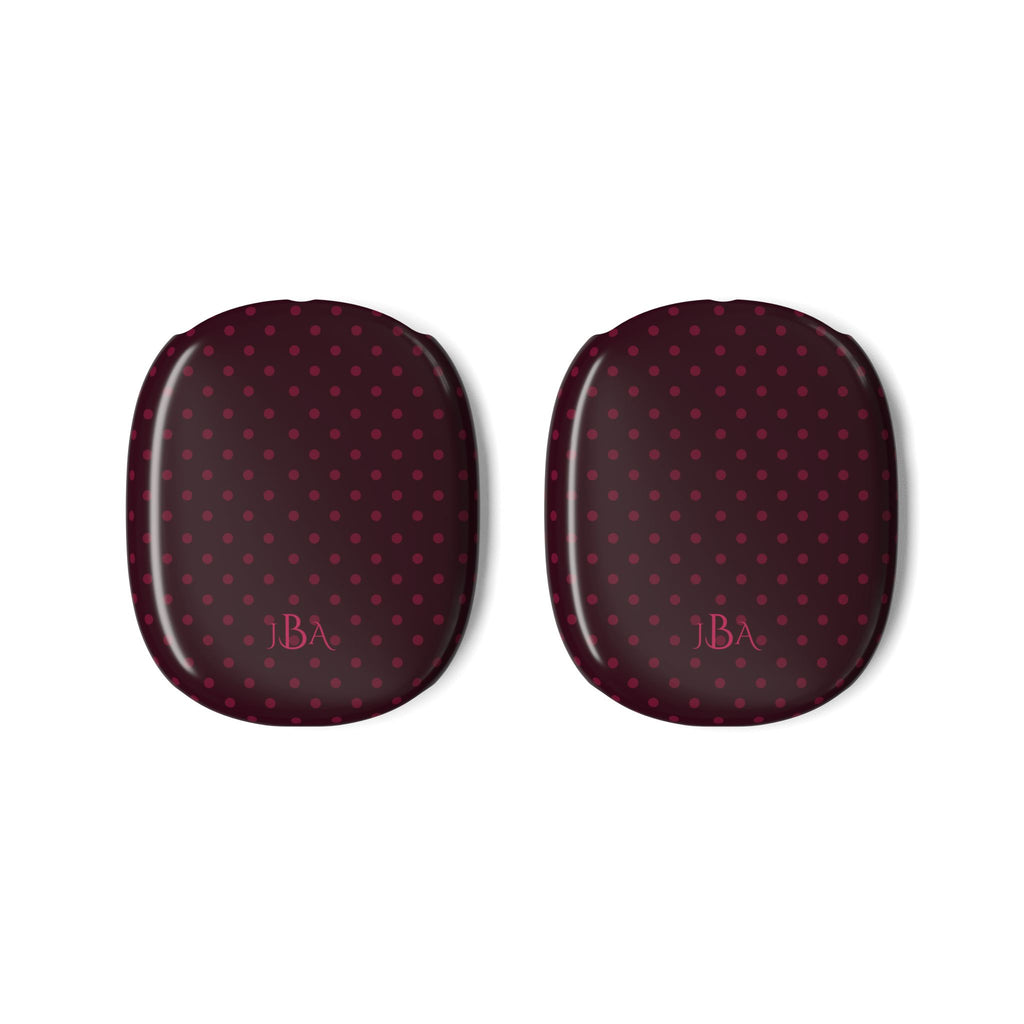 PERSONALIZED NAME CUSTOM PLUM POLKA DOTS AIRPODS MAX CASE COVERS