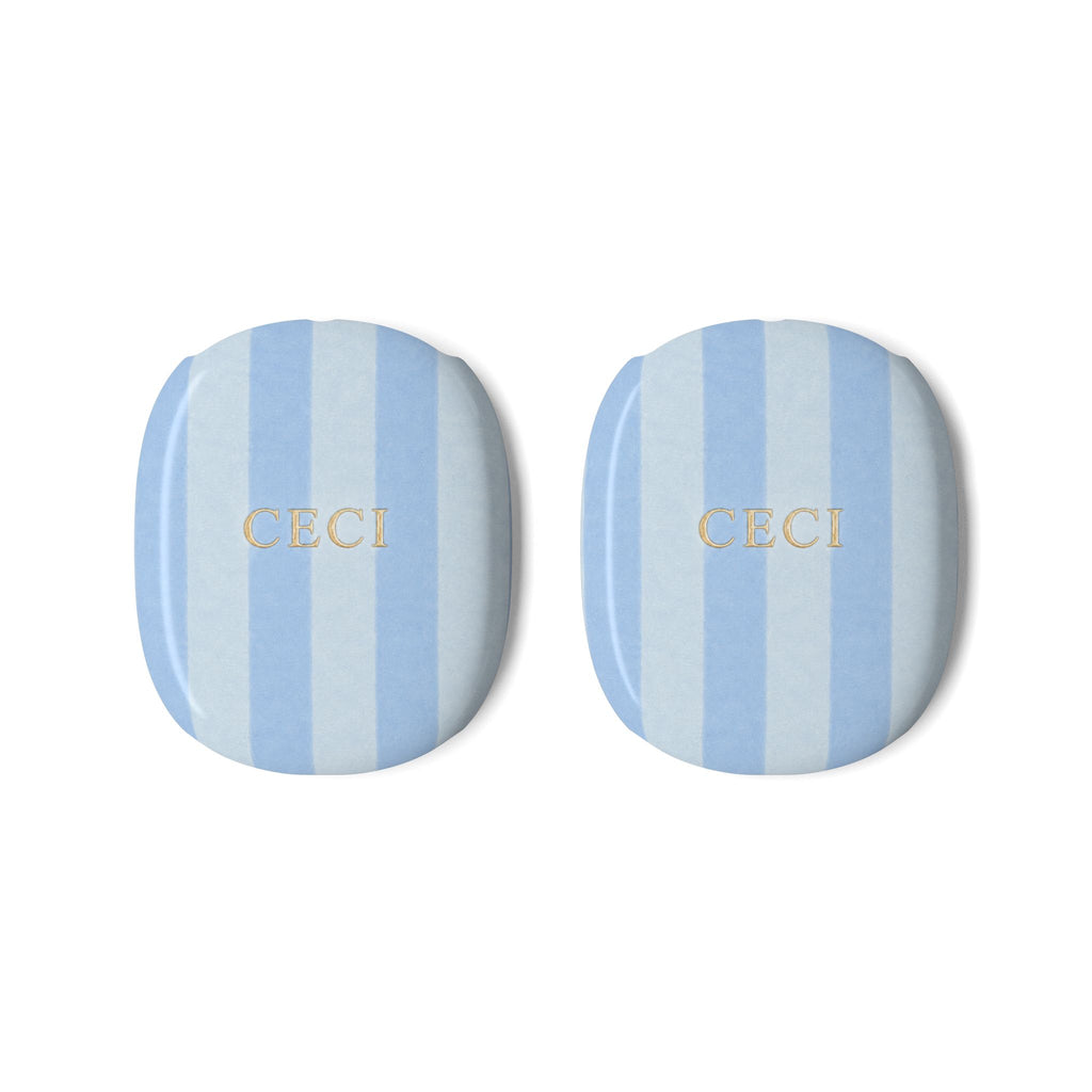 PERSONALIZED NAME CUSTOM SOFT BLUE STRIPES AIRPODS MAX CASE COVERS