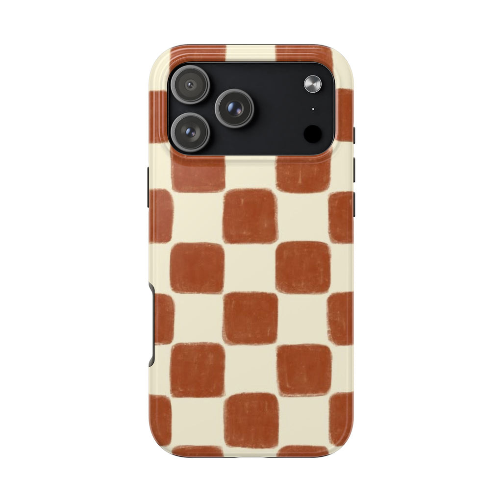 MOCHA CHECKERED PHONE CASE