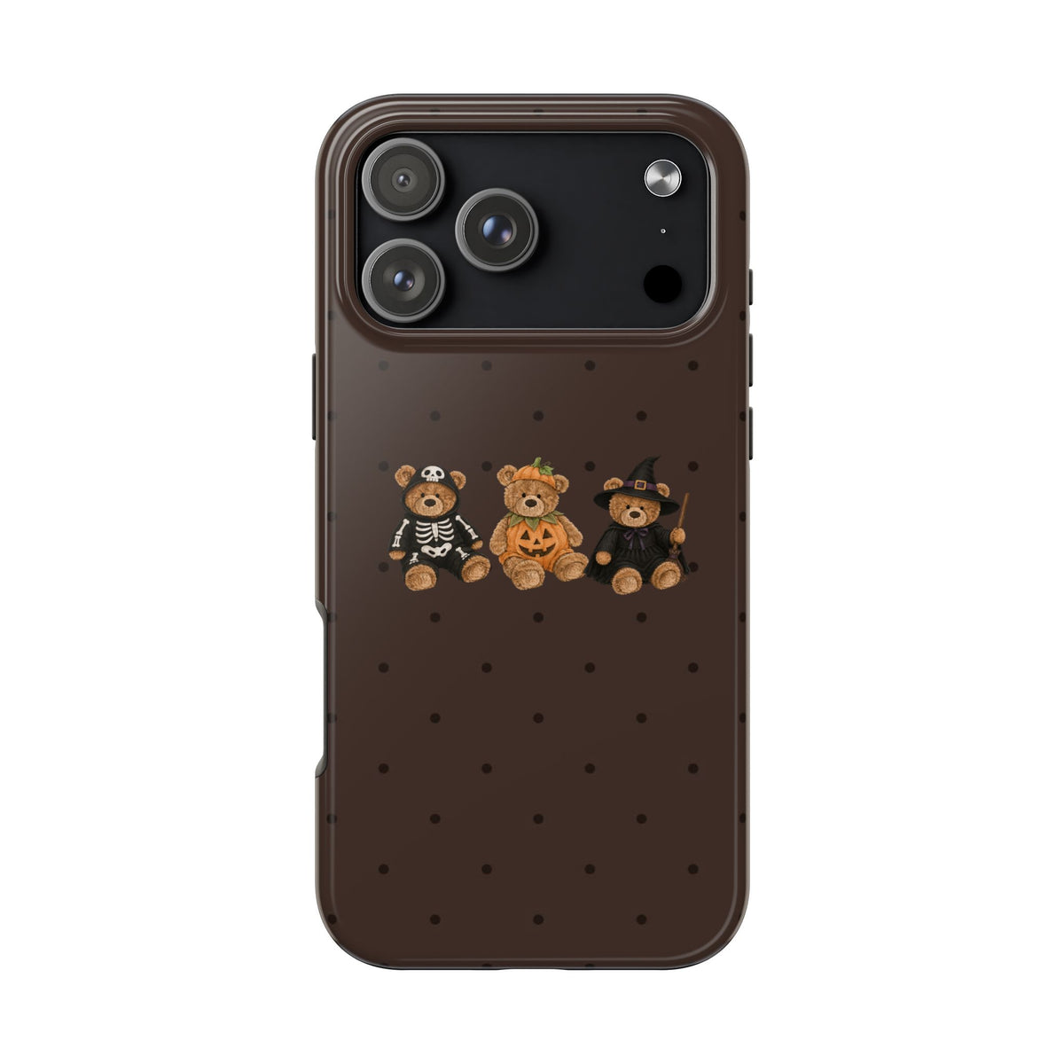 BROWN POLKA DOTS HALLOWEEN TEDDY BEARS PHONE CASE