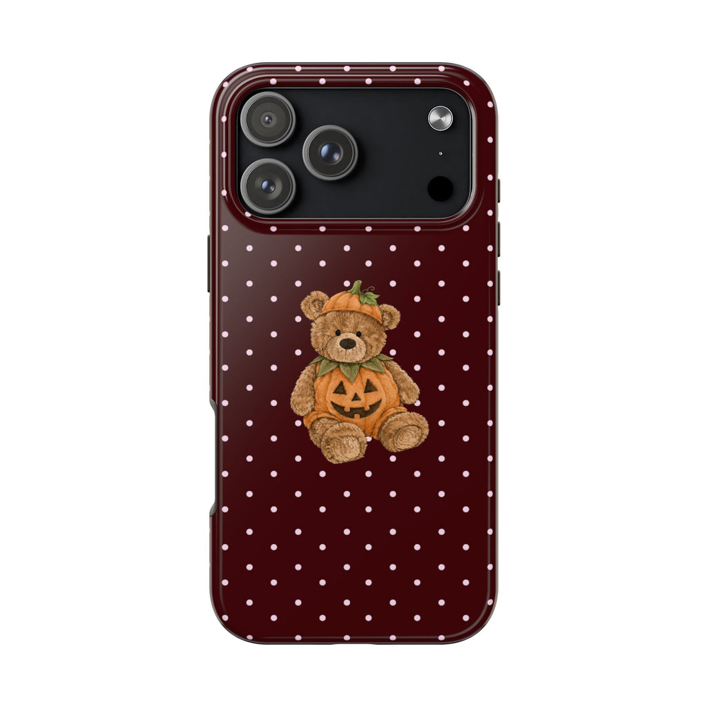 BURGUNDY POLKA DOTS HALLOWEEN TEDDY BEAR PHONE CASE