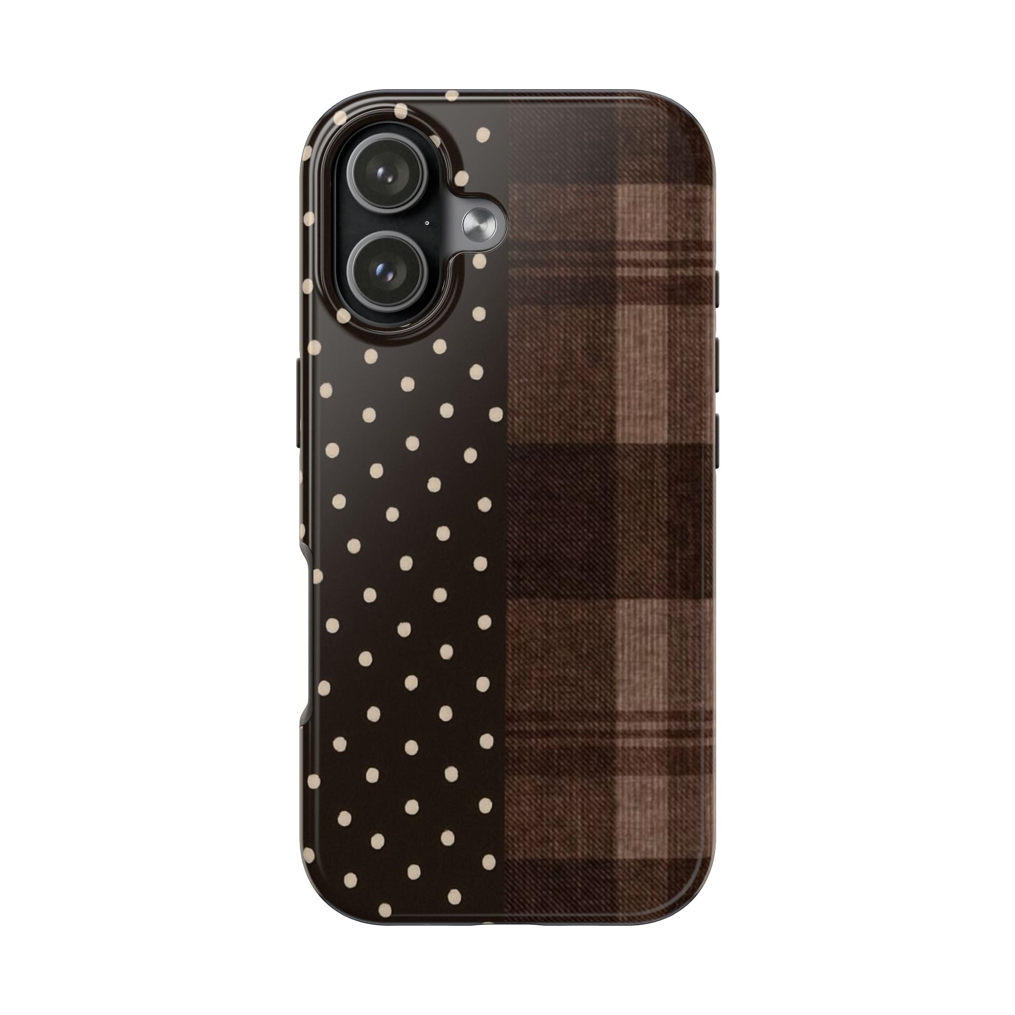 BROWN POLKA DOT PLAID PHONE CASE
