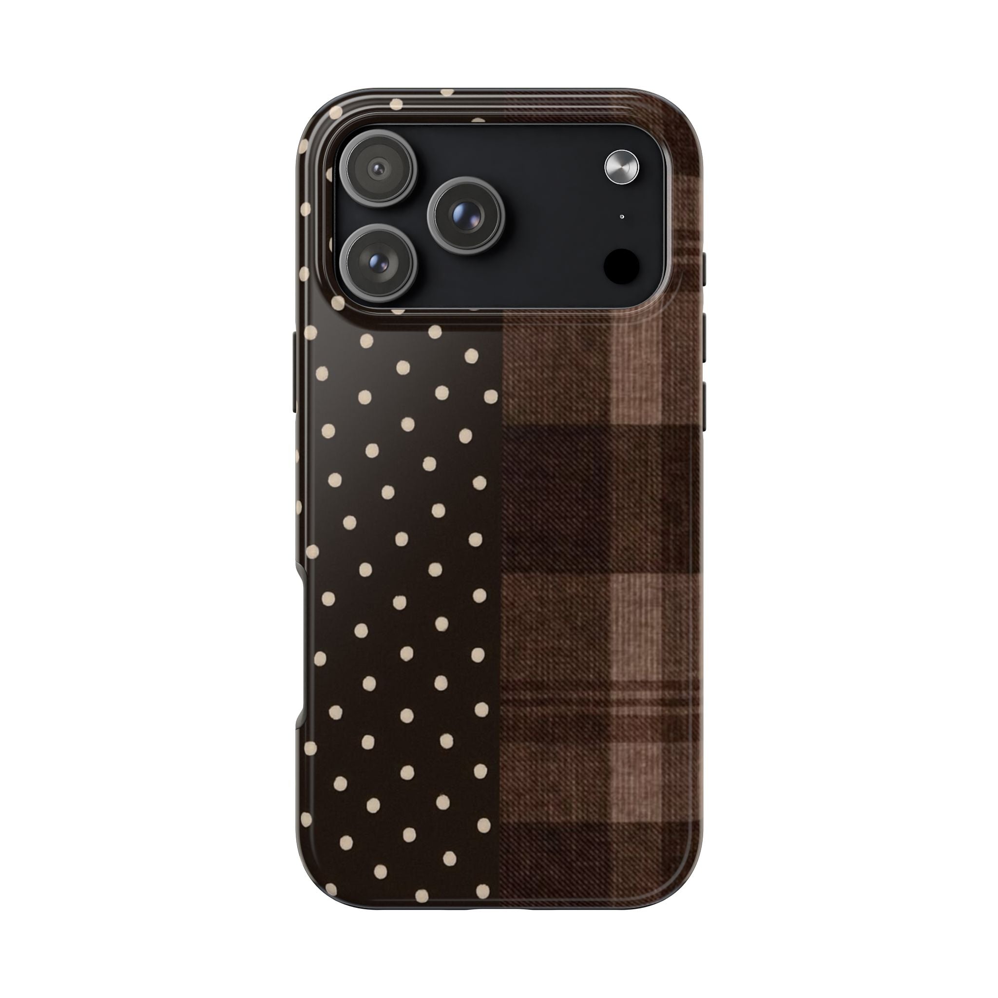 BROWN POLKA DOT PLAID PHONE CASE