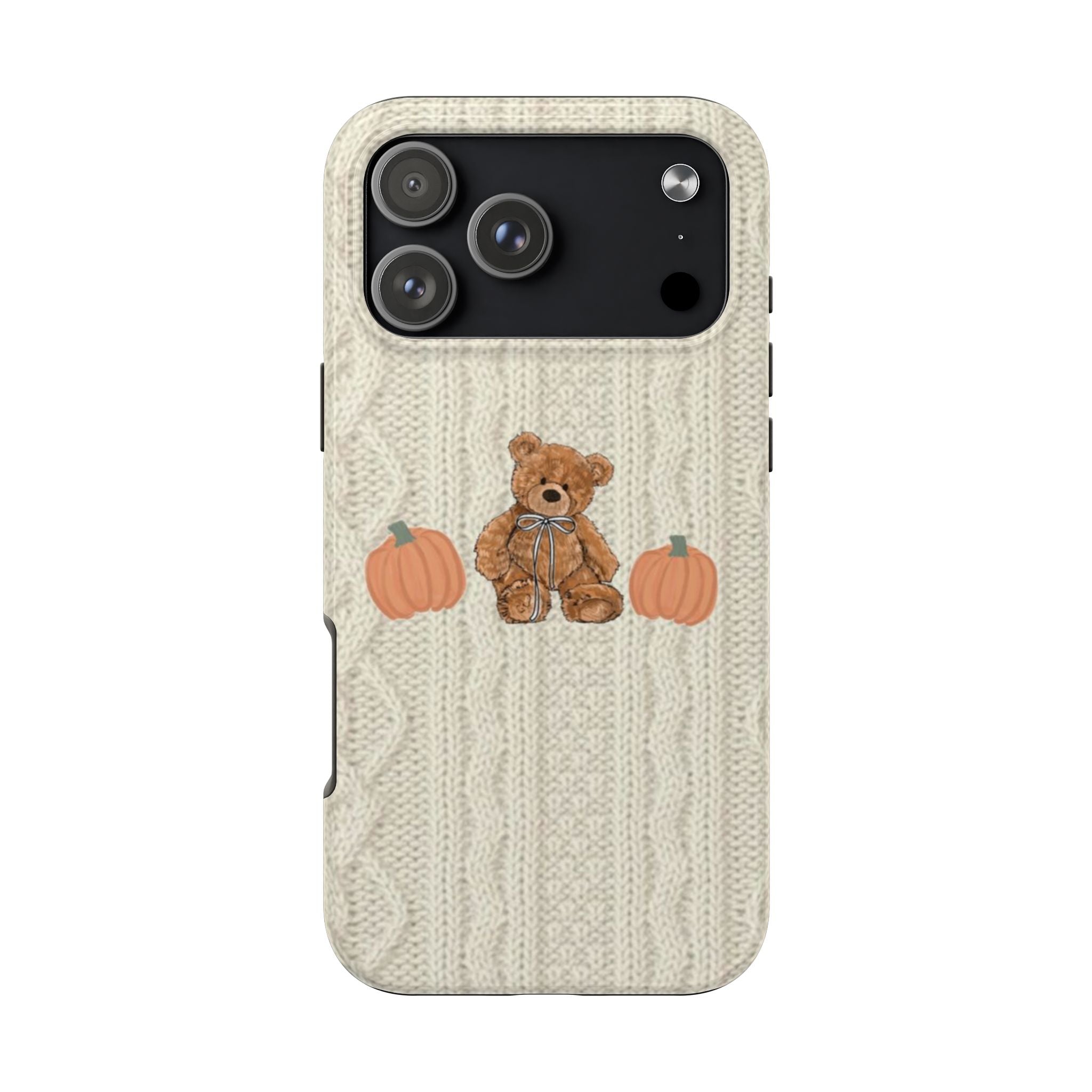BEIGE KNIT PUMPKINS PHONE CASE